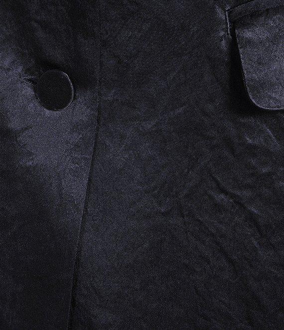 Eileen Fisher Textured Satin Notch Lapel Long Sleeve Flap Pocket Button Front Blazer Product Image