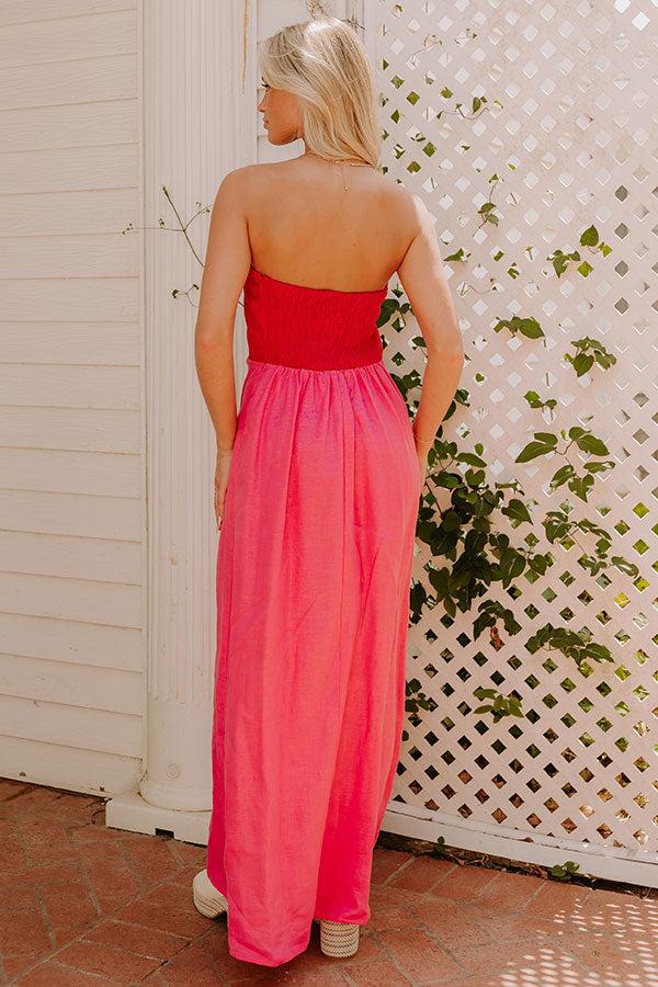 Block Street Cutie Linen Maxi Dress in Pink Product Image