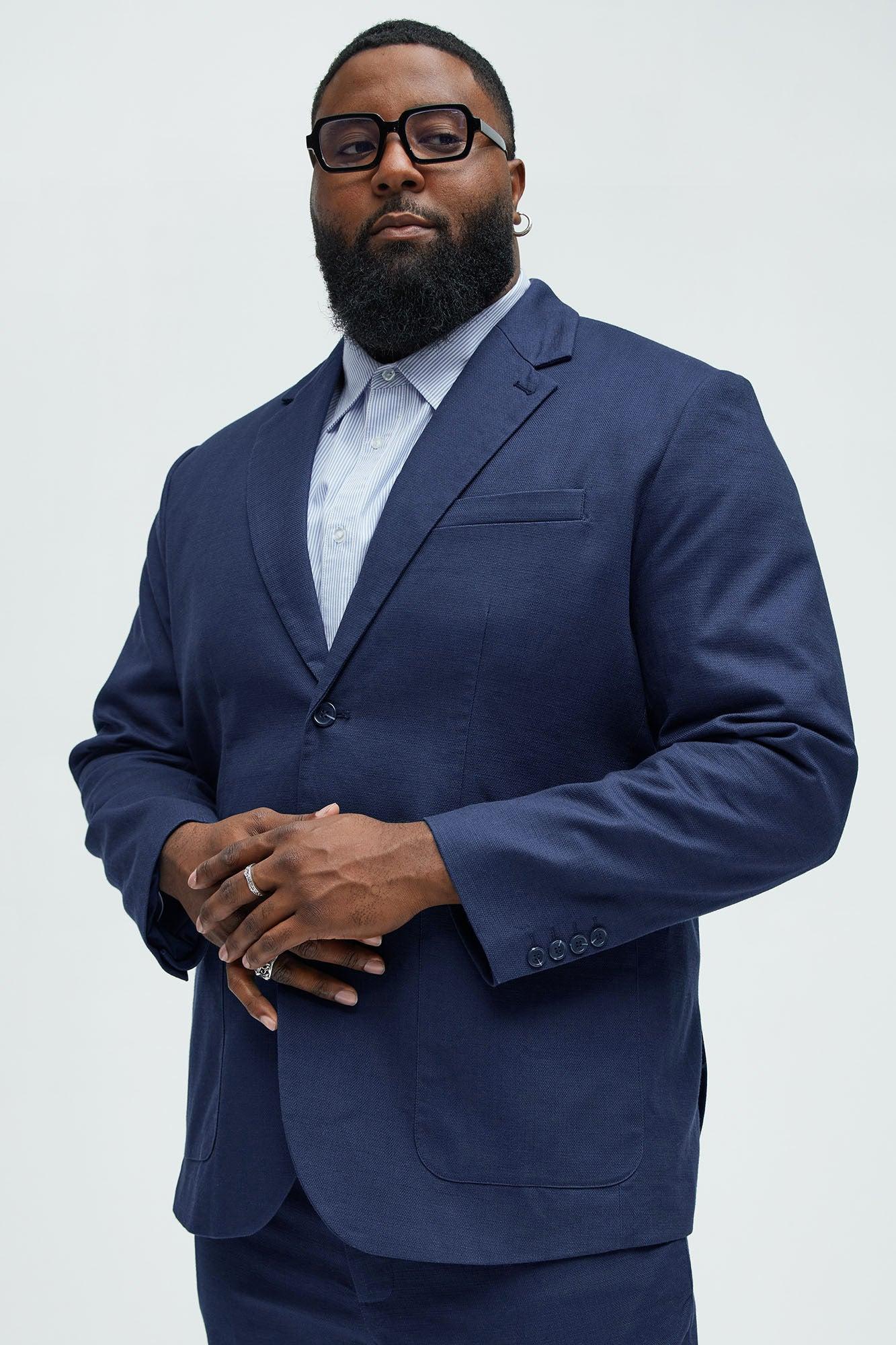 Travis Solid Texture Blazer - Navy Product Image