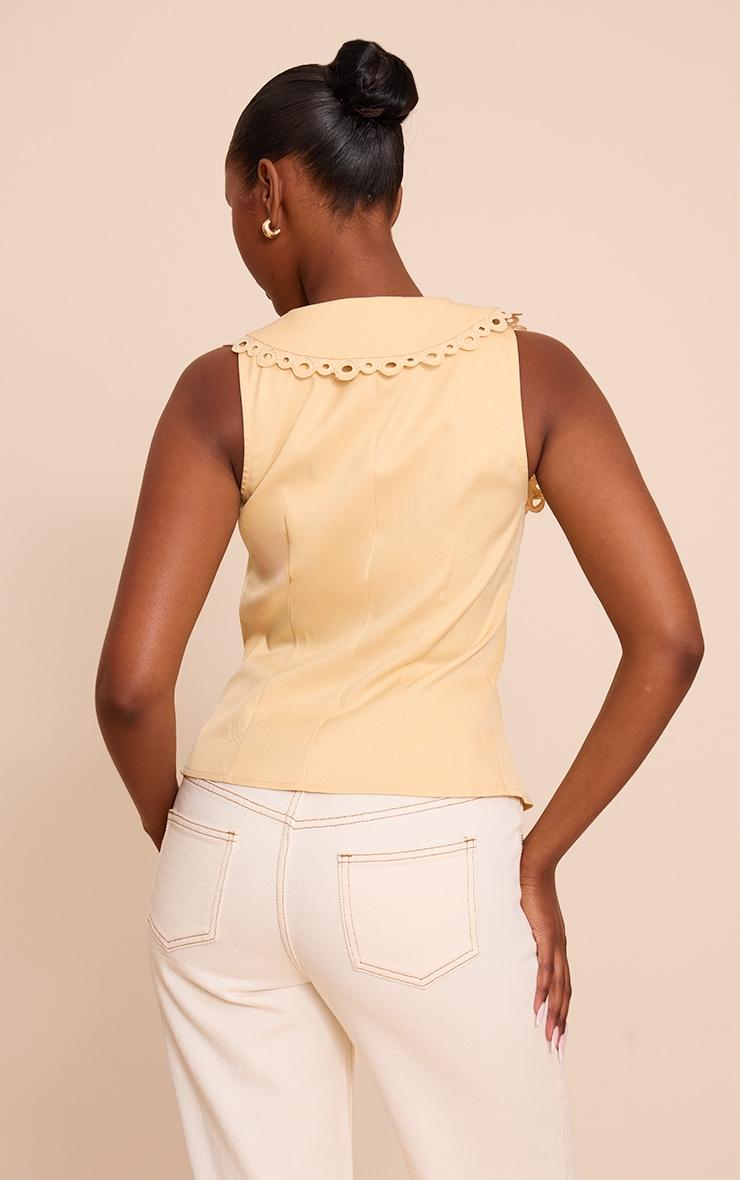 Butter Yellow Lace Trim Detail Tie Up Blouse Product Image