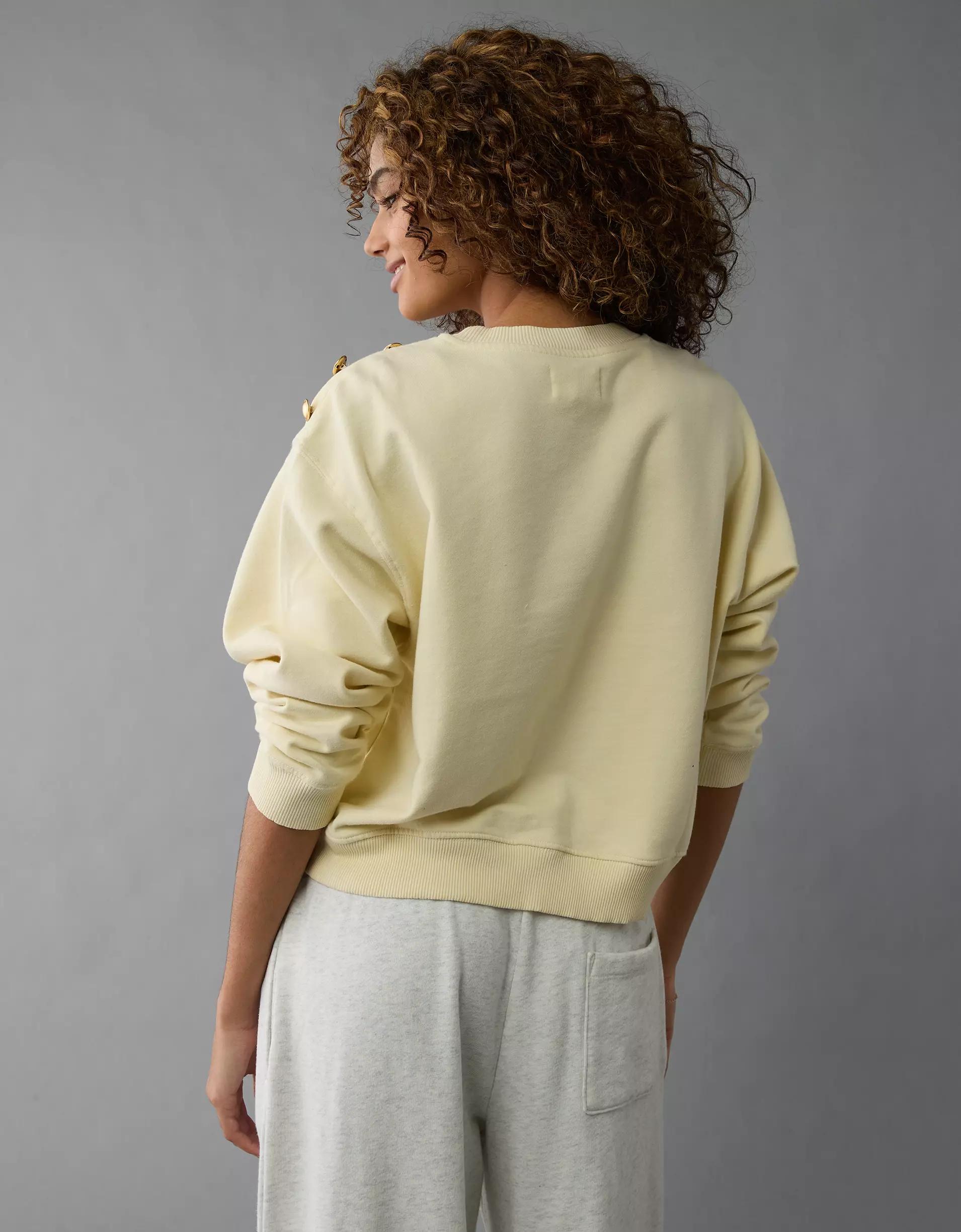 AE Button Shoulder Sweatshirt Product Image