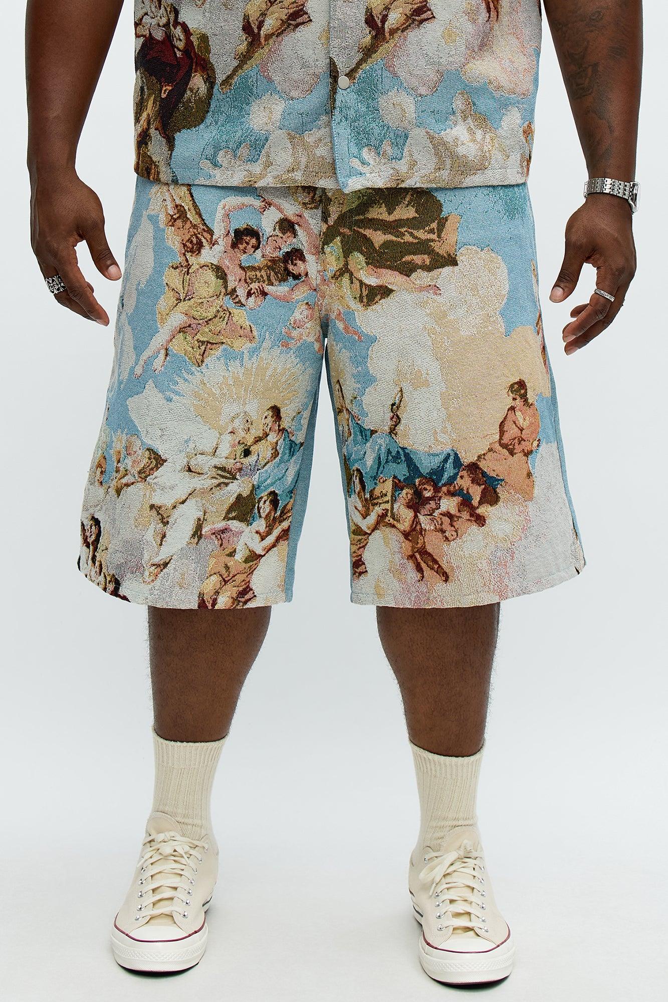 Baggy Angels Tapestry Short - Blue/combo Male Product Image