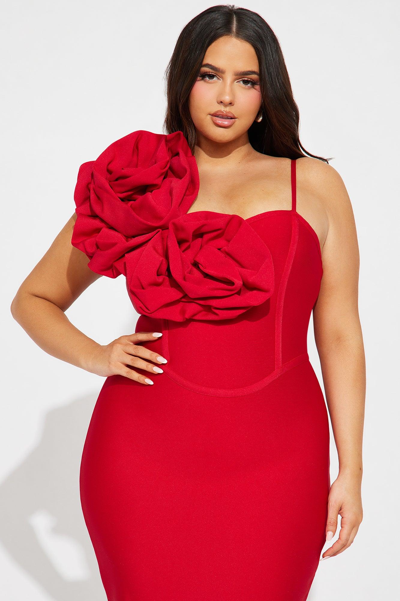 Mary Bandage Midi Dress - Red Product Image