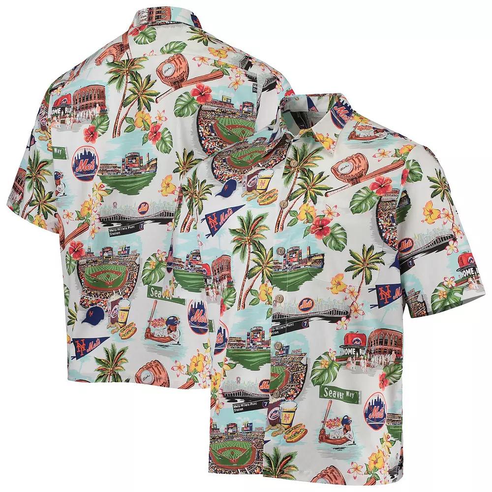 Men's Reyn Spooner White New York Mets Scenic Button-Up Shirt,  Product Image