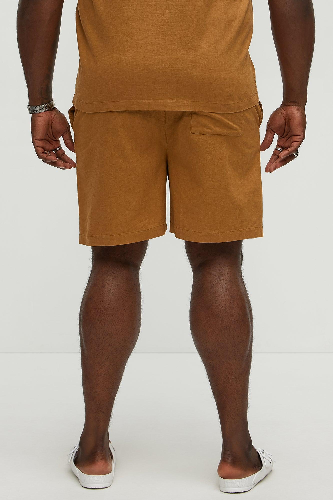 Brown Floral Relaxed Drawstring Shorts - Brown Product Image