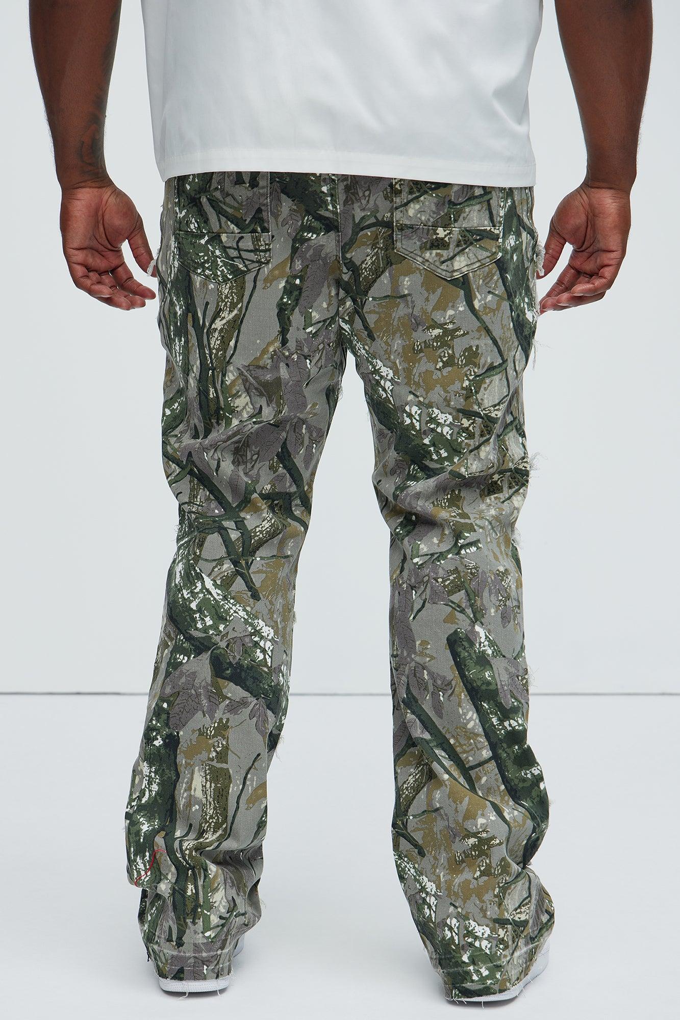 All Over Fray Stacked Skinny Flare Jeans - Green/combo Product Image