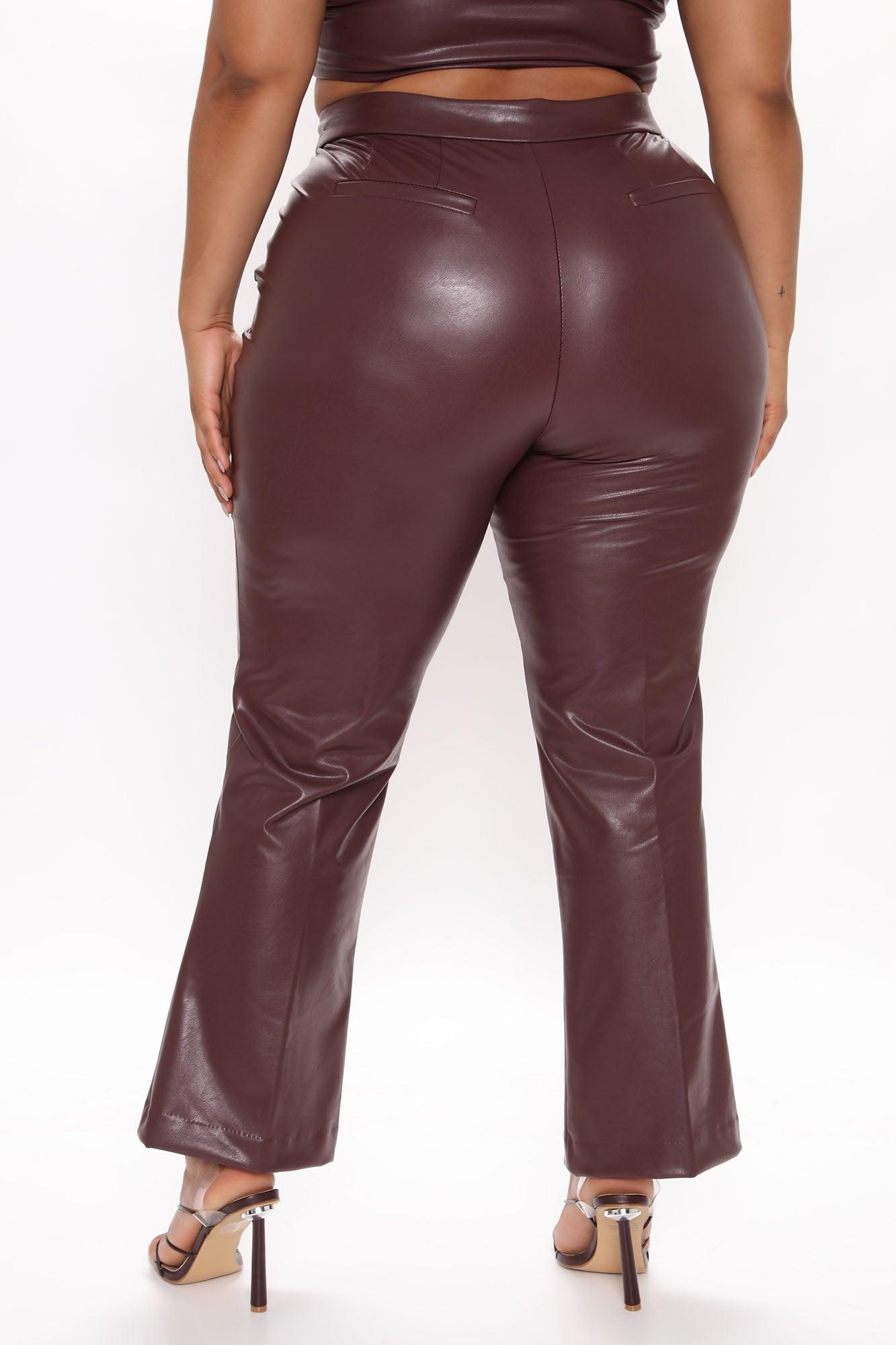 Julia Faux Leather Trouser Pant - Chocolate Product Image
