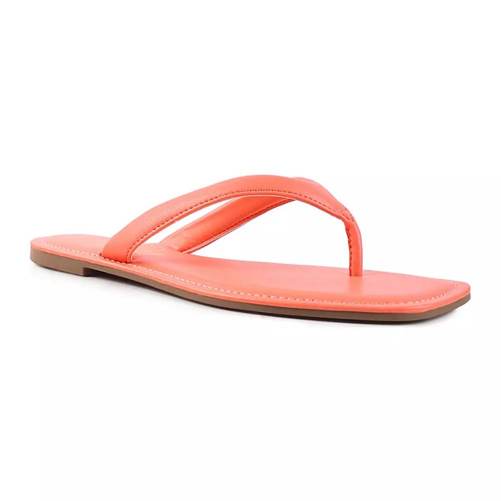 London Rag Women's Rera Square-Toe Thong Slide Sandals,  Product Image