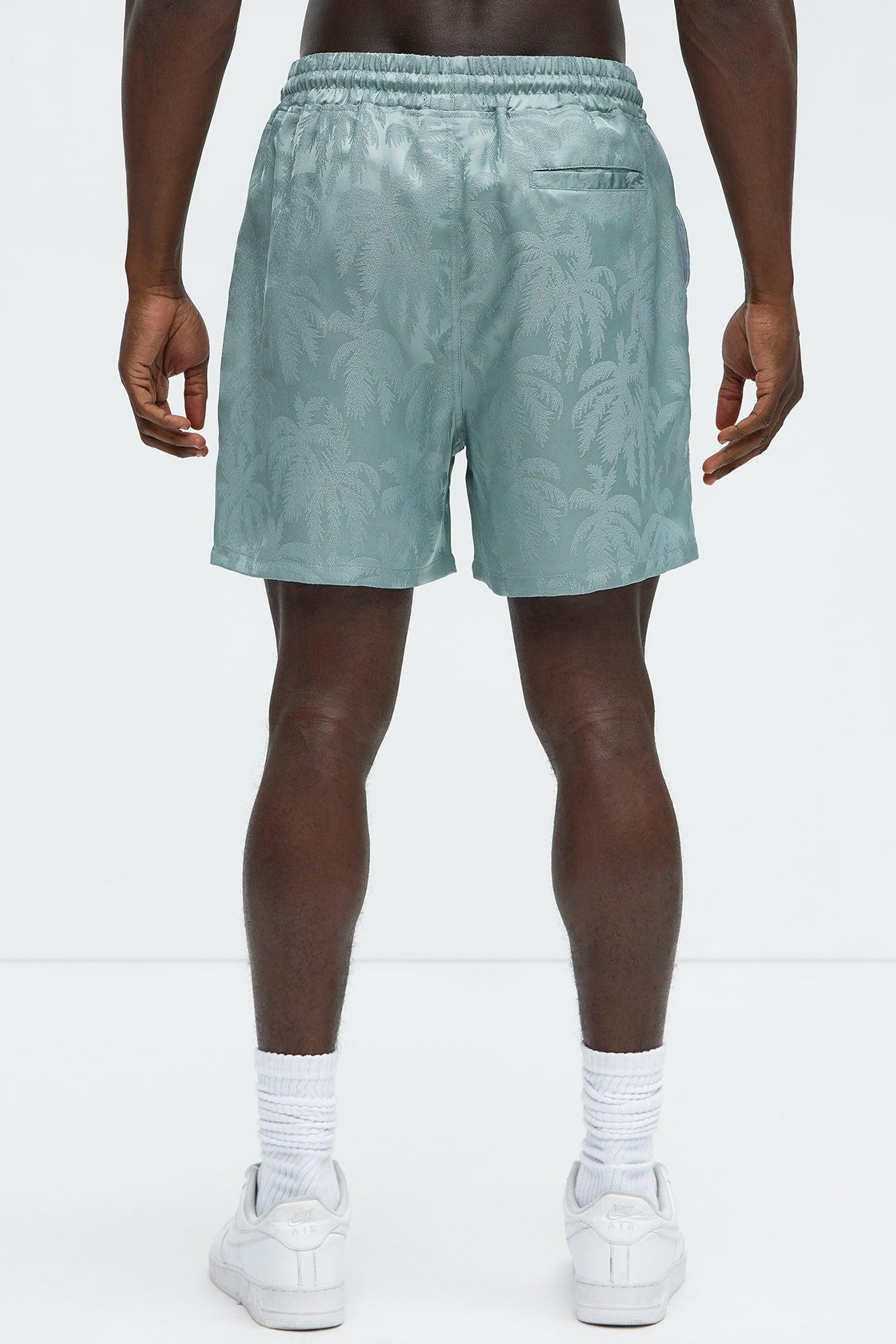 Palm Trees Jacquard Relaxed Shorts - Green Product Image