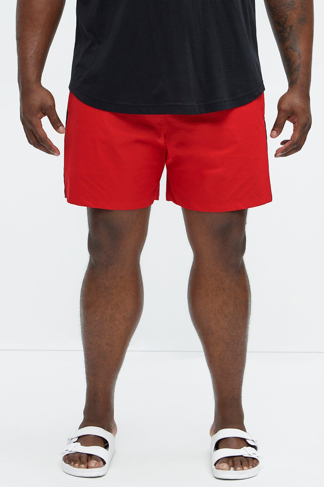 Contrast On The Side Swim Classic Trunk - Red/combo Product Image