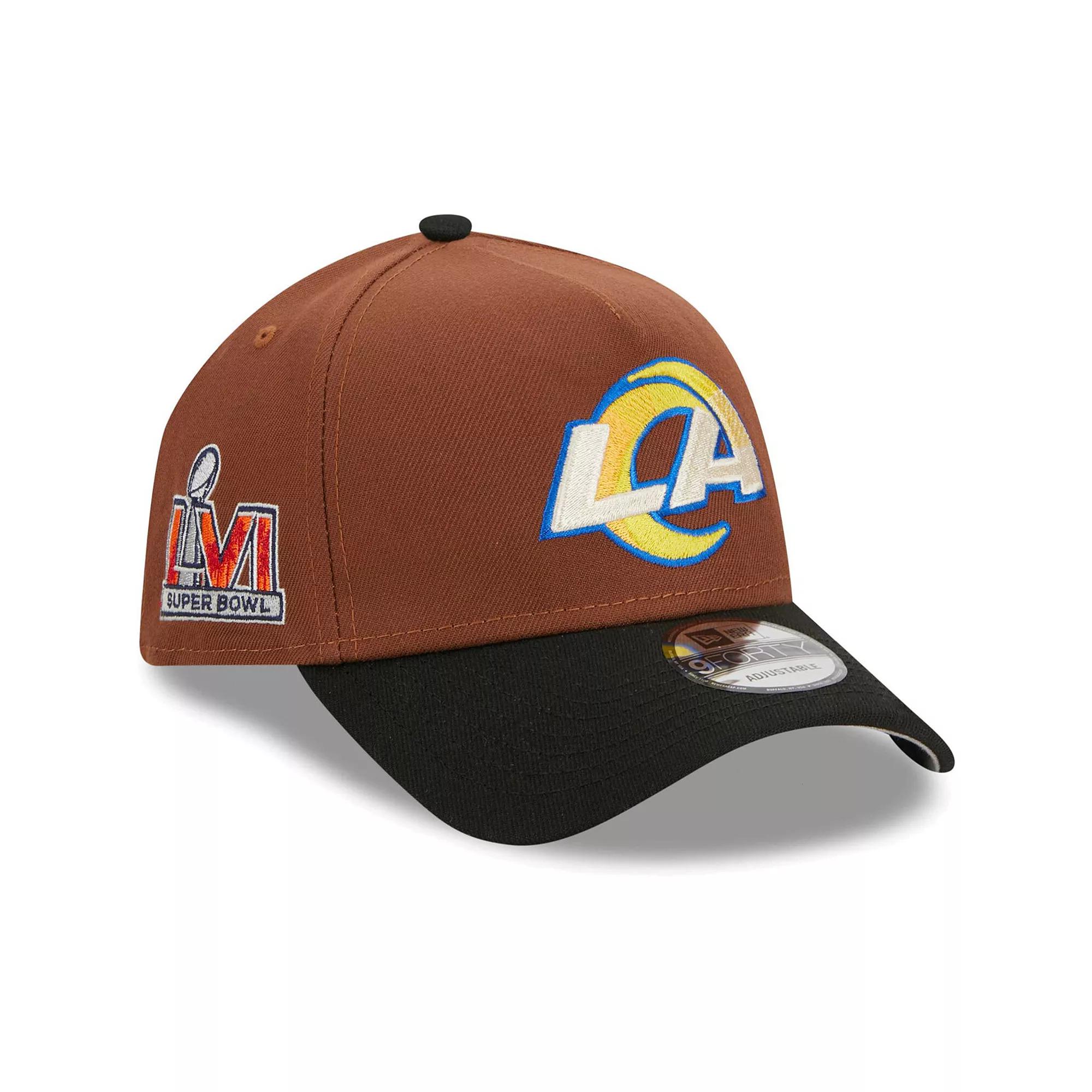 Men's New Era Brown/Black Los Angeles Rams Harvest A-Frame Super Bowl LVI 9FORTY Adjustable Hat Product Image