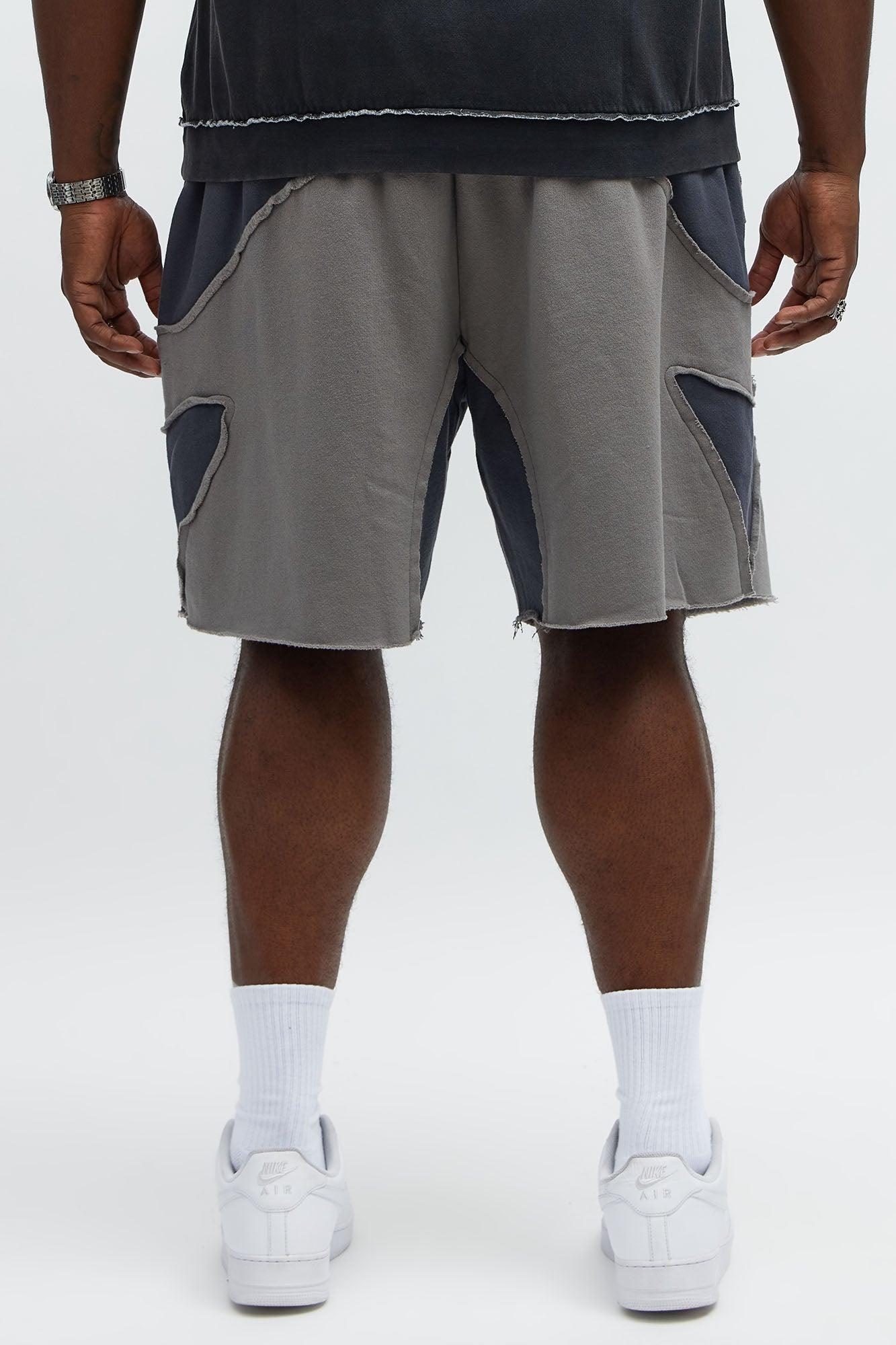 Patchwork Baggy Sweatshort - Grey Male Product Image