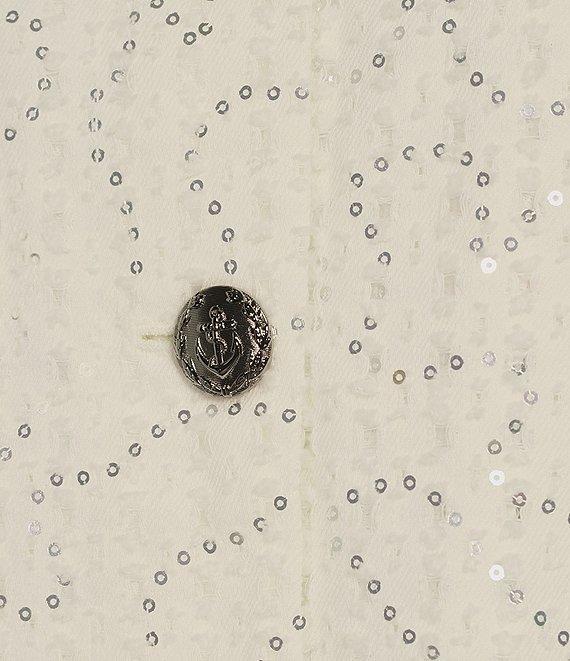 KARL LAGERFELD PARIS Sequin Round Neck Long Sleeve Button Front Jacket Product Image