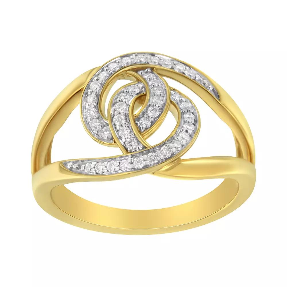 Haus of Brilliance 14k Gold Over Silver 1/4 Carat T.W. Diamond Loop Open Shank Bypass Ring, Women's, Size: 7, Gold Tone Product Image