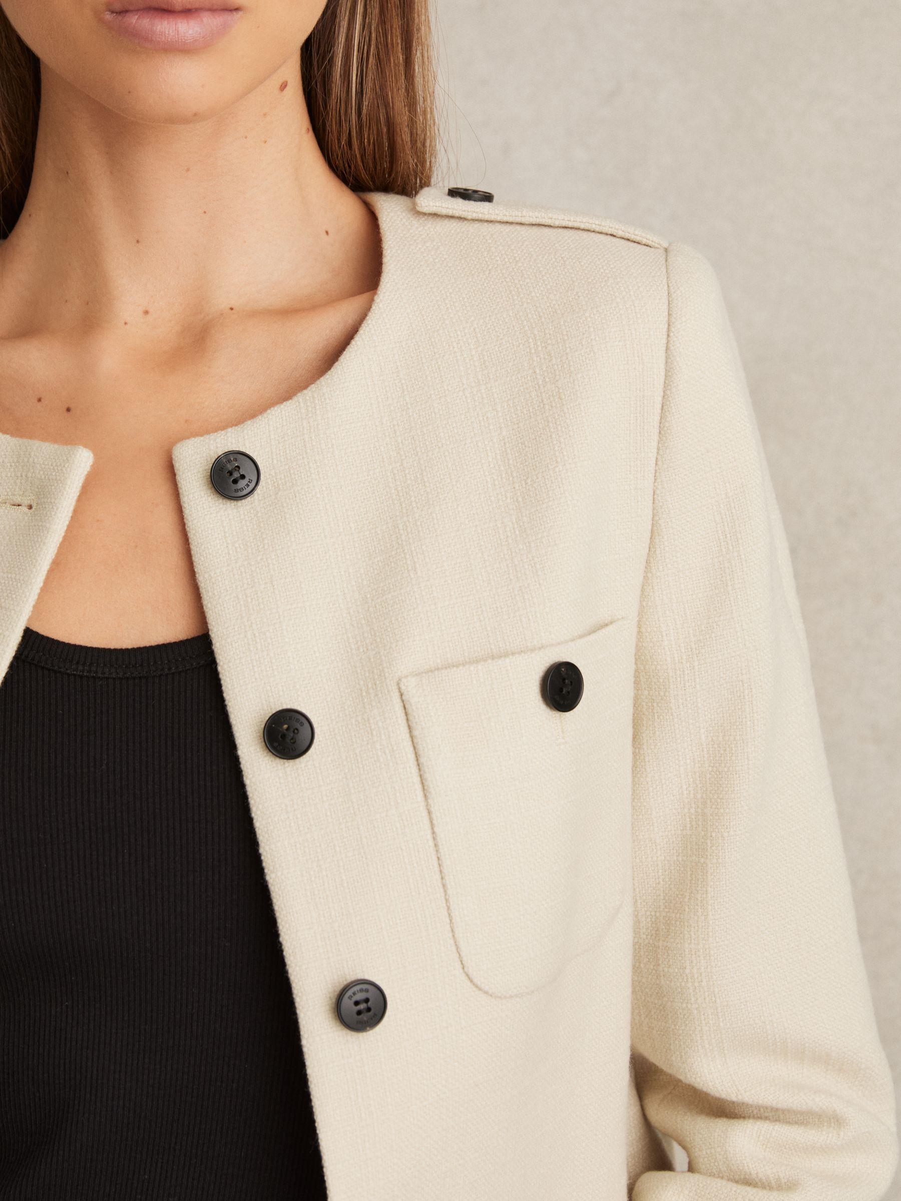 Wool Cropped Jacket in Cream Product Image