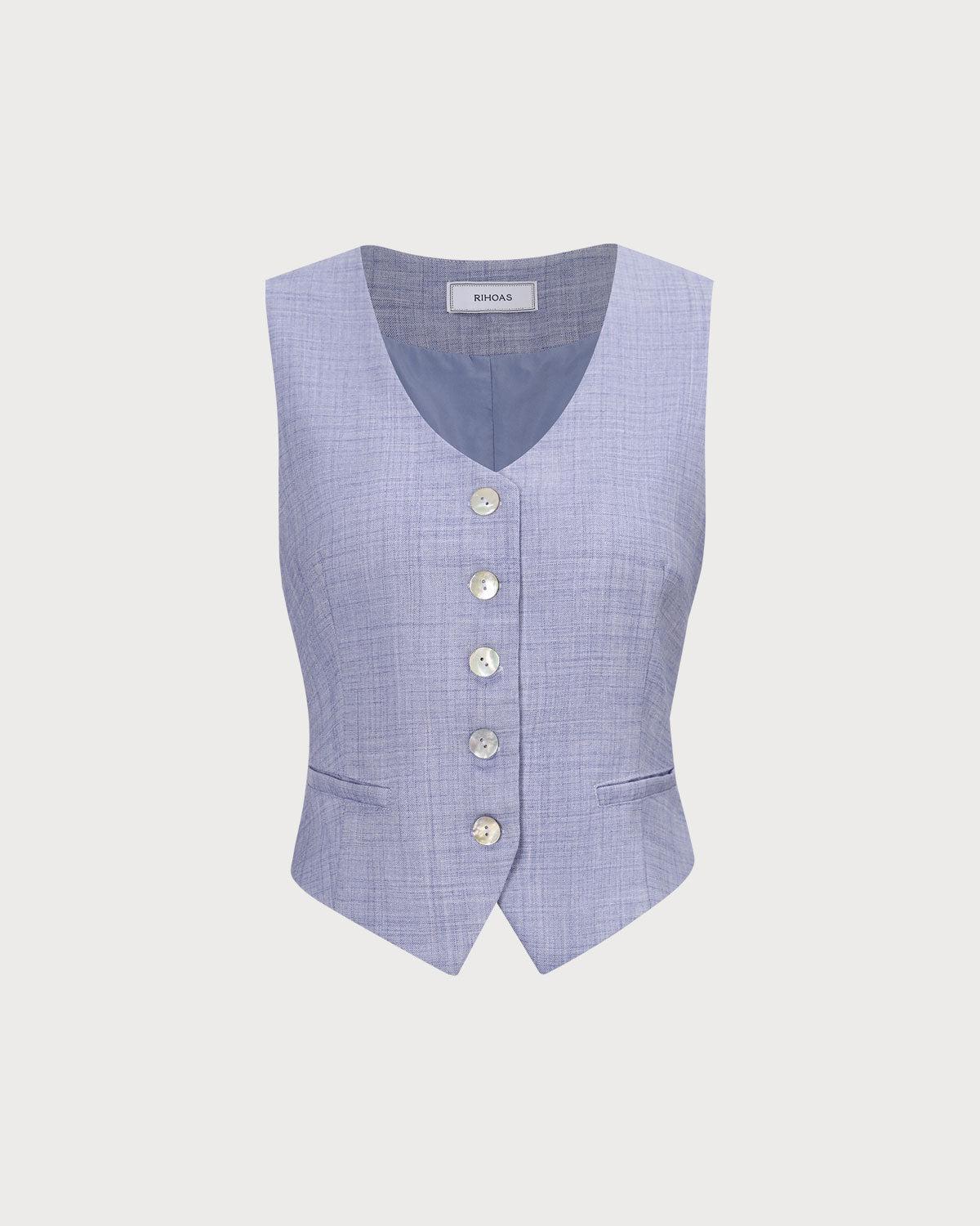 The Blue V-Neck Button Vest Product Image