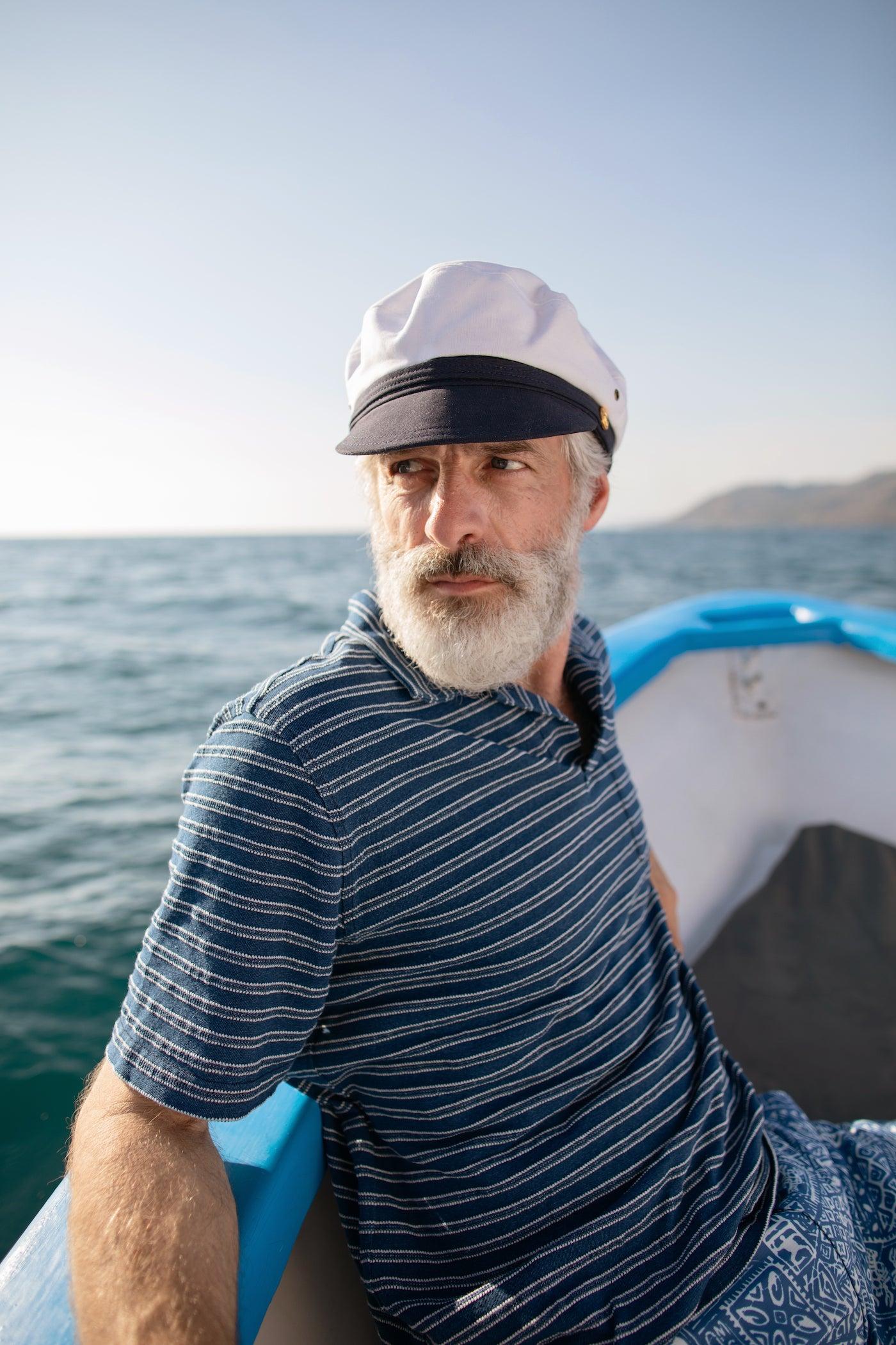 Indigo Polo in Mid Wash Jacquard Stripe Product Image