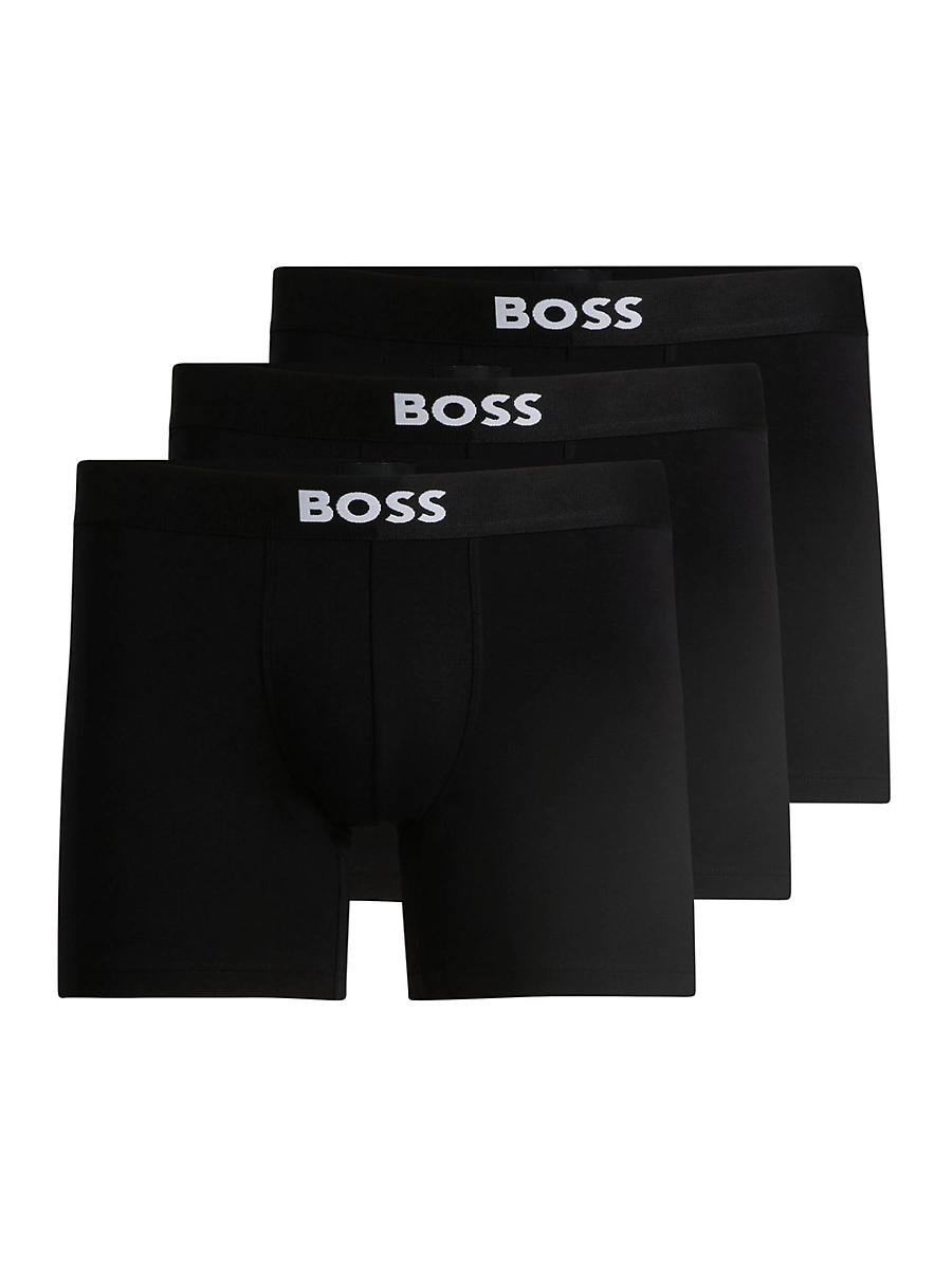 Mens Three-Pack of Stretch-Cotton Boxer Briefs with Logos Product Image