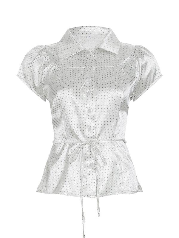 Vintage Lapel Short Sleeves Shirts Product Image