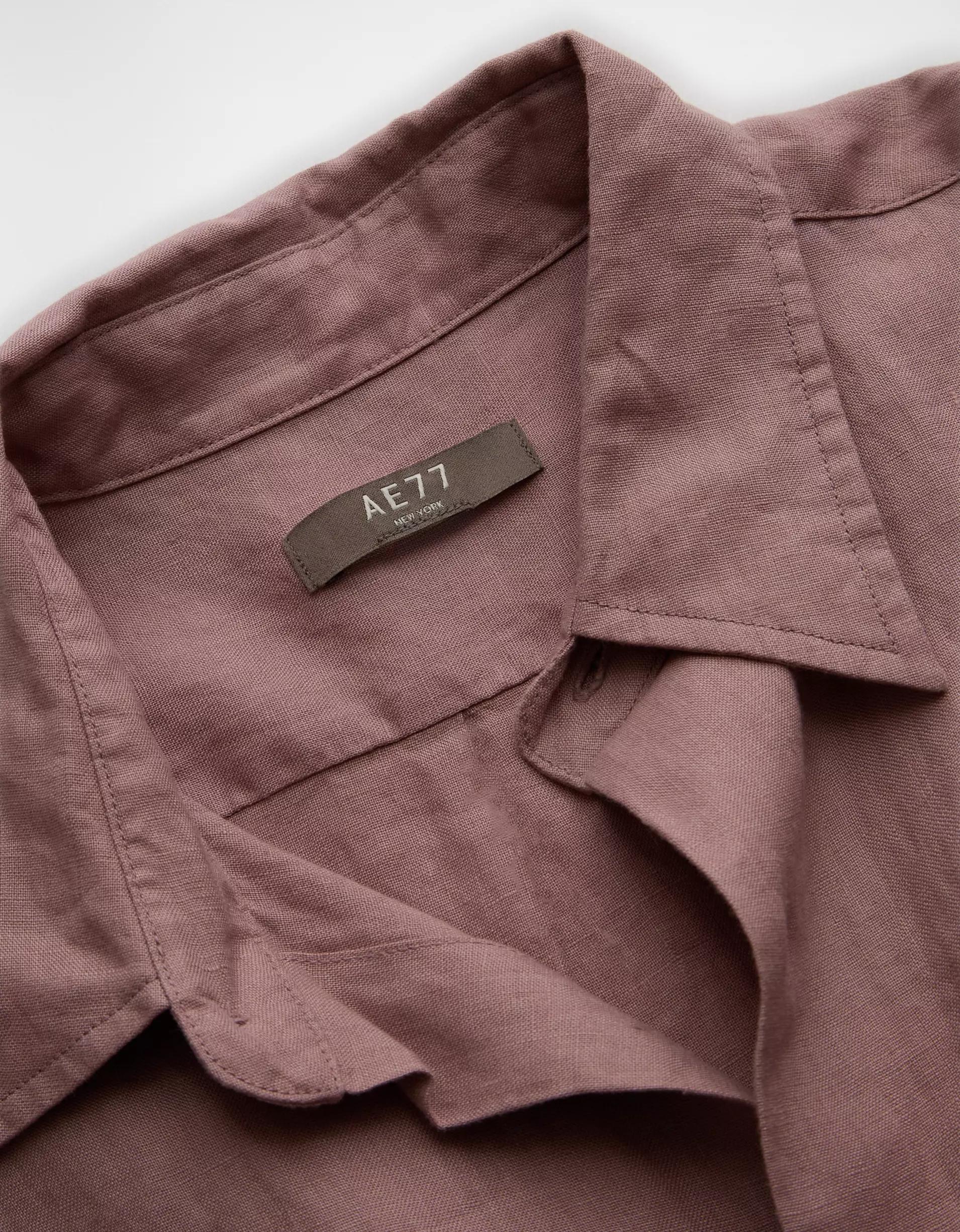 AE77 Premium Relaxed Linen Button-Up Shirt Product Image