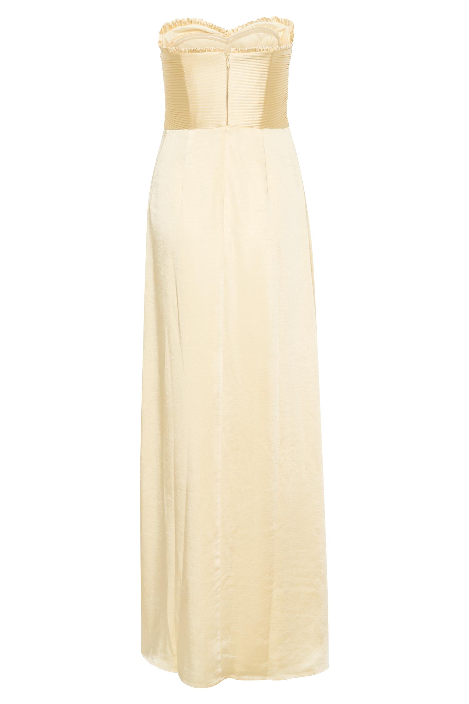 Larissa Satin Maxi Dress With Ruched Petals - Lemon Product Image