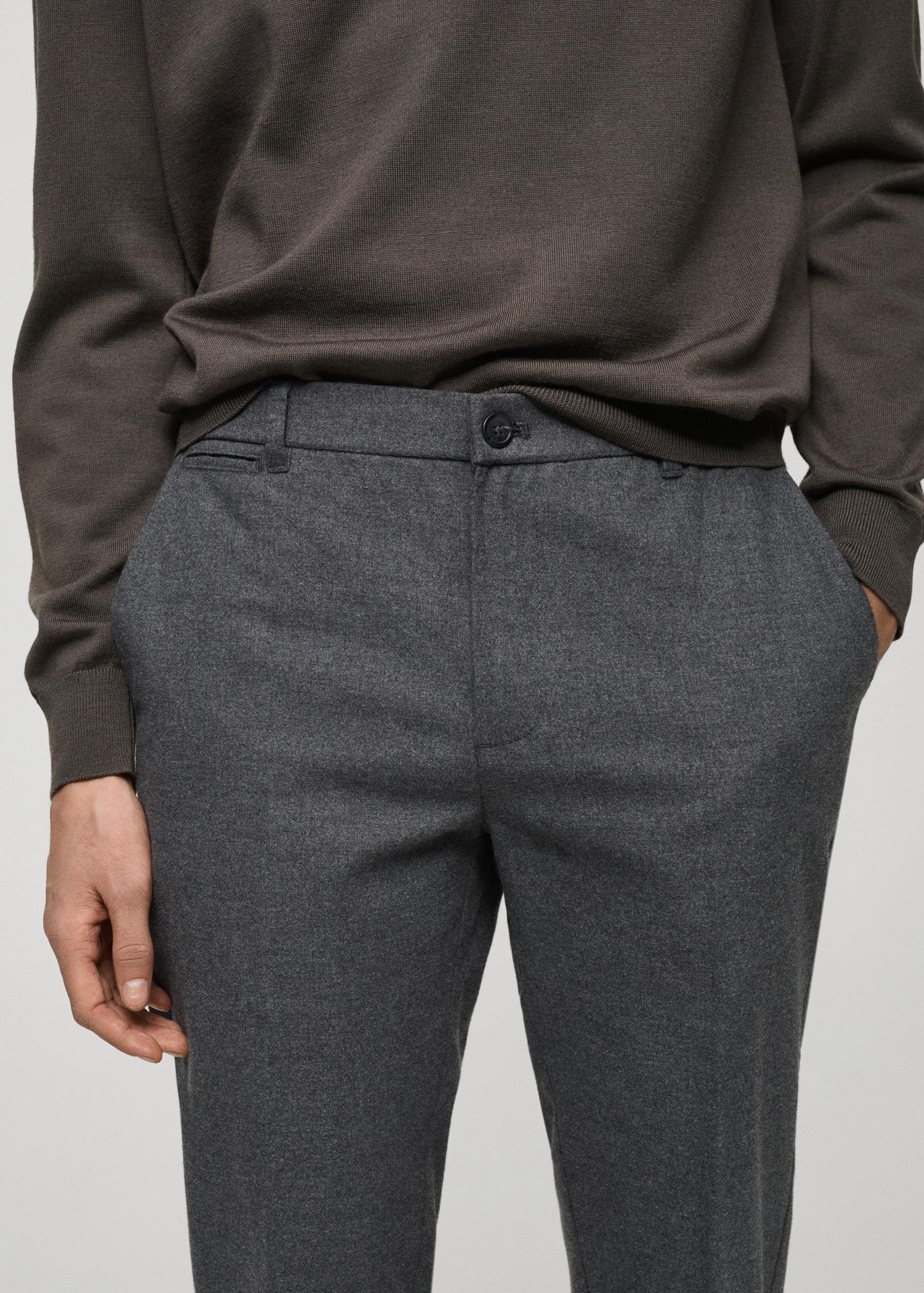 Regular-fit flannel pants - Men | MANGO USA Product Image