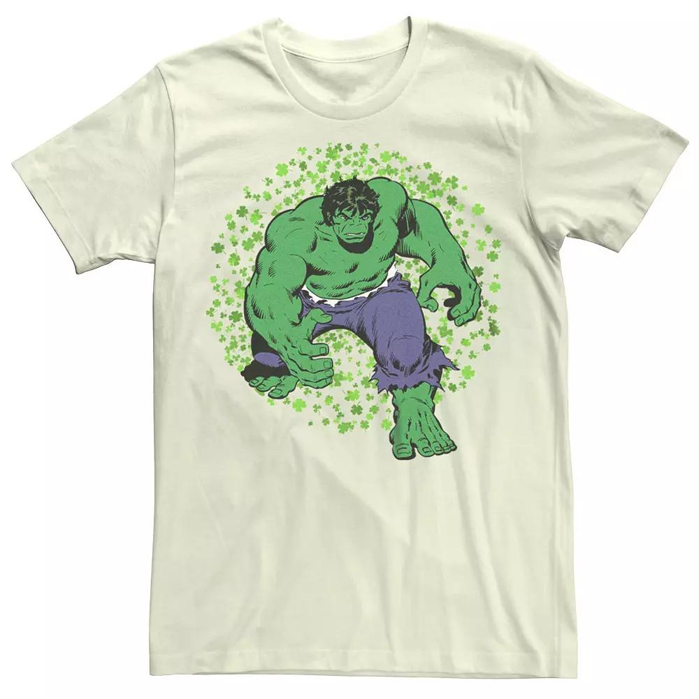 Men's Marvel Hulk St. Patrick's Day Shamrock Tee, Size: Medium, Natural Product Image