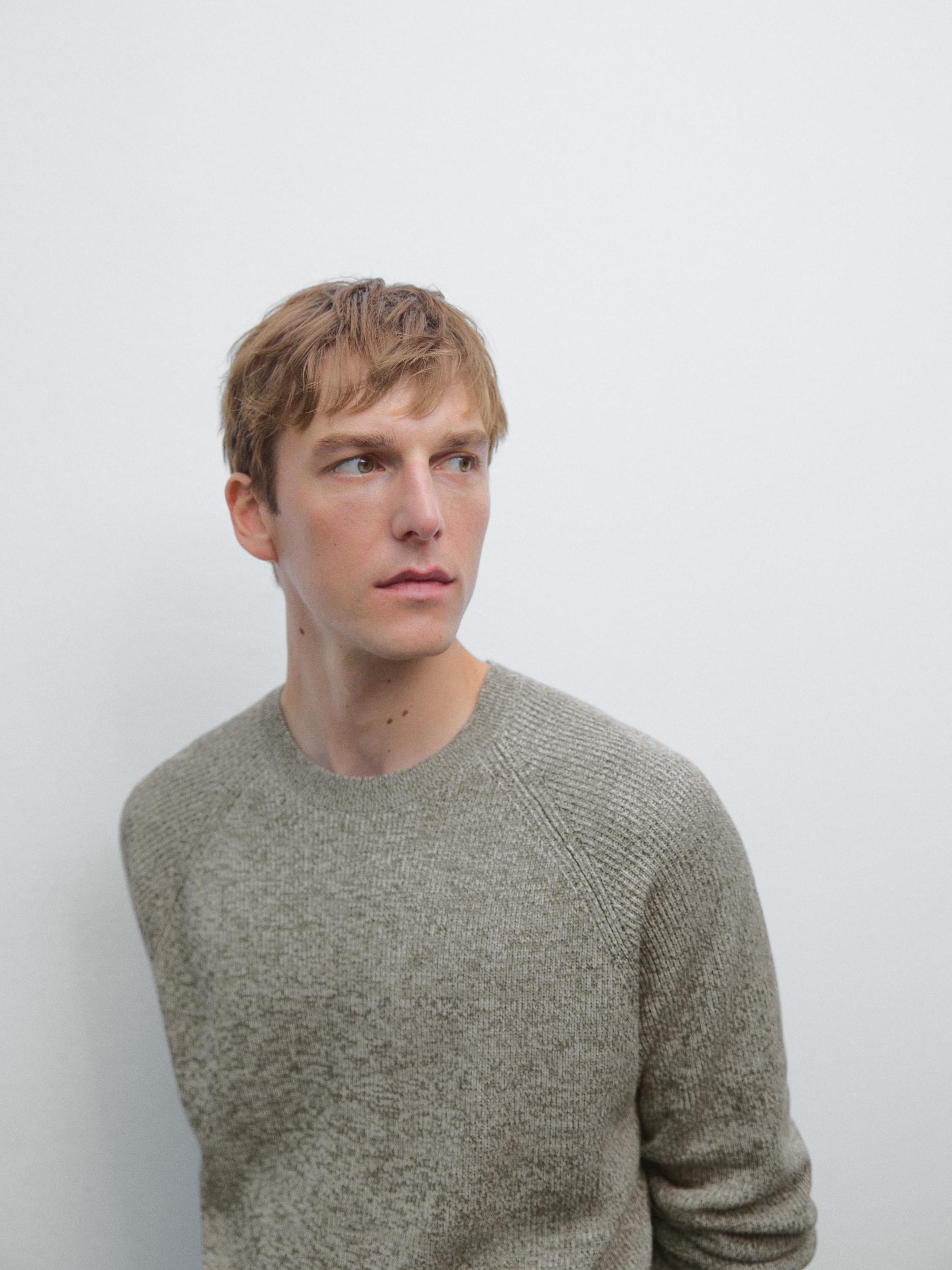 Crew neck mouliné knit sweater Product Image