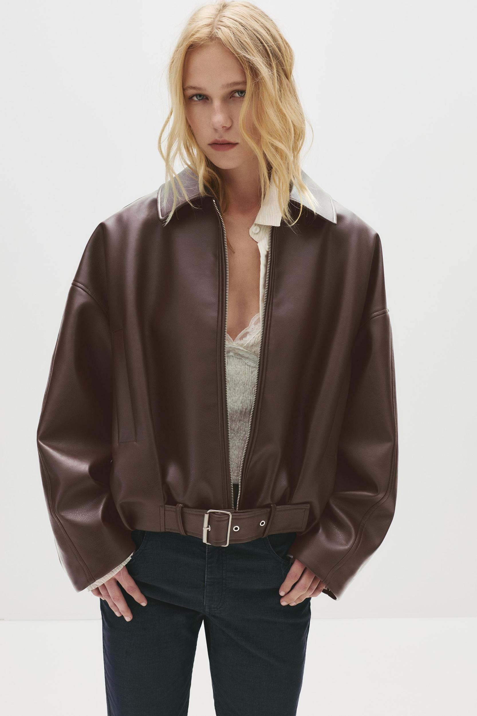 Faux leather bomber jacket Product Image