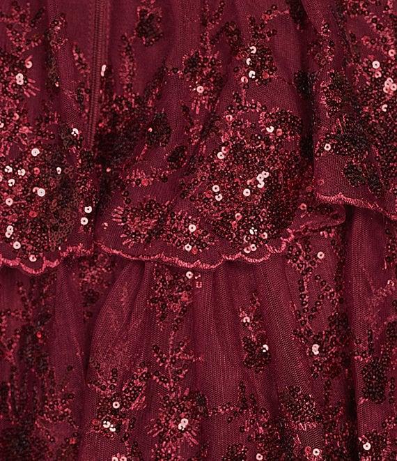 Blondie Nites Sequin Lace Sweetheart Neckline Ruffle Tiered Ball Gown Product Image