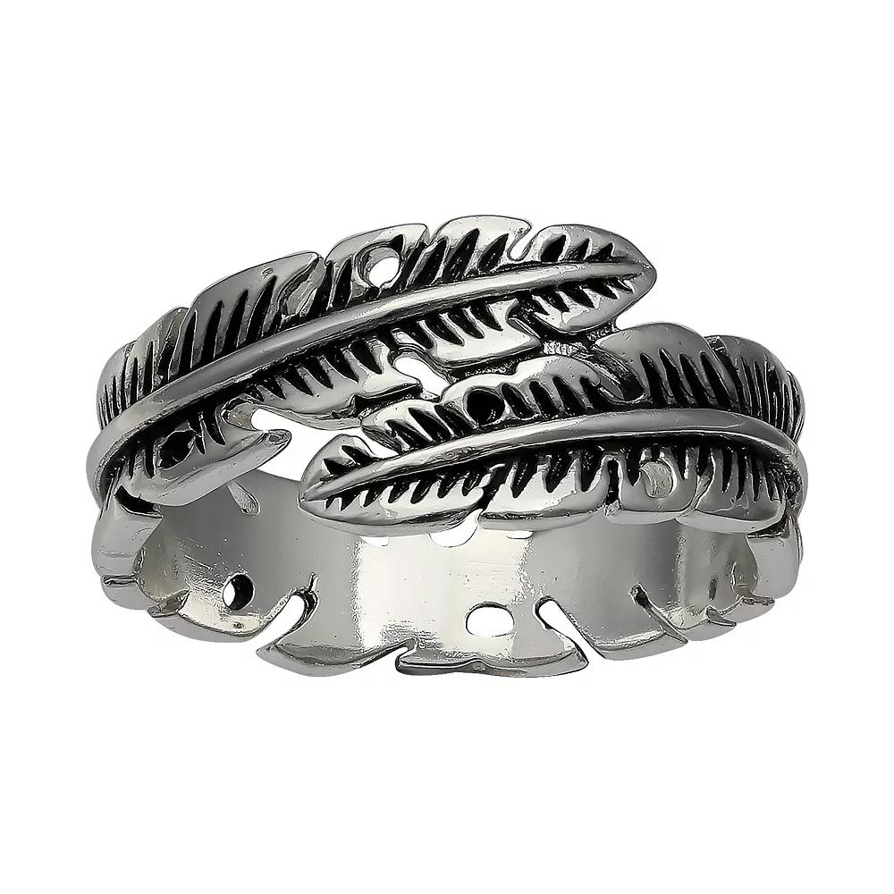 PRIMROSE Sterling Silver Polished Feather Bypass Band, Women's, Size: 9 Product Image