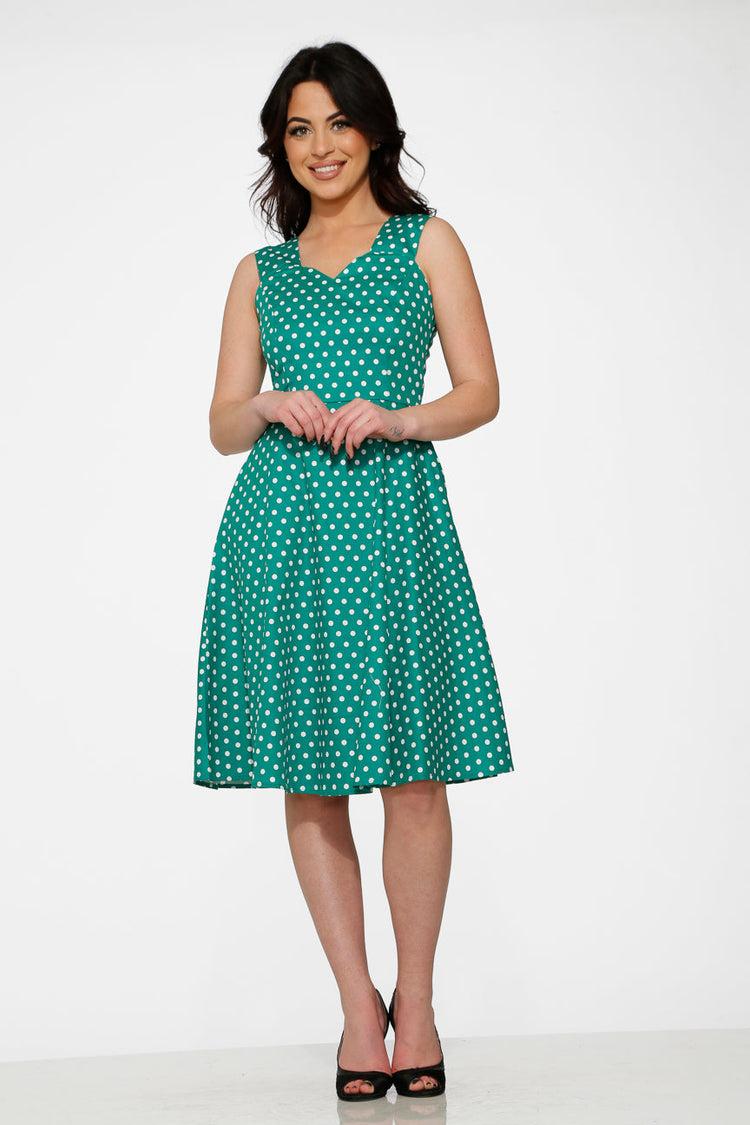 Green & White Polka Dot Dress Product Image
