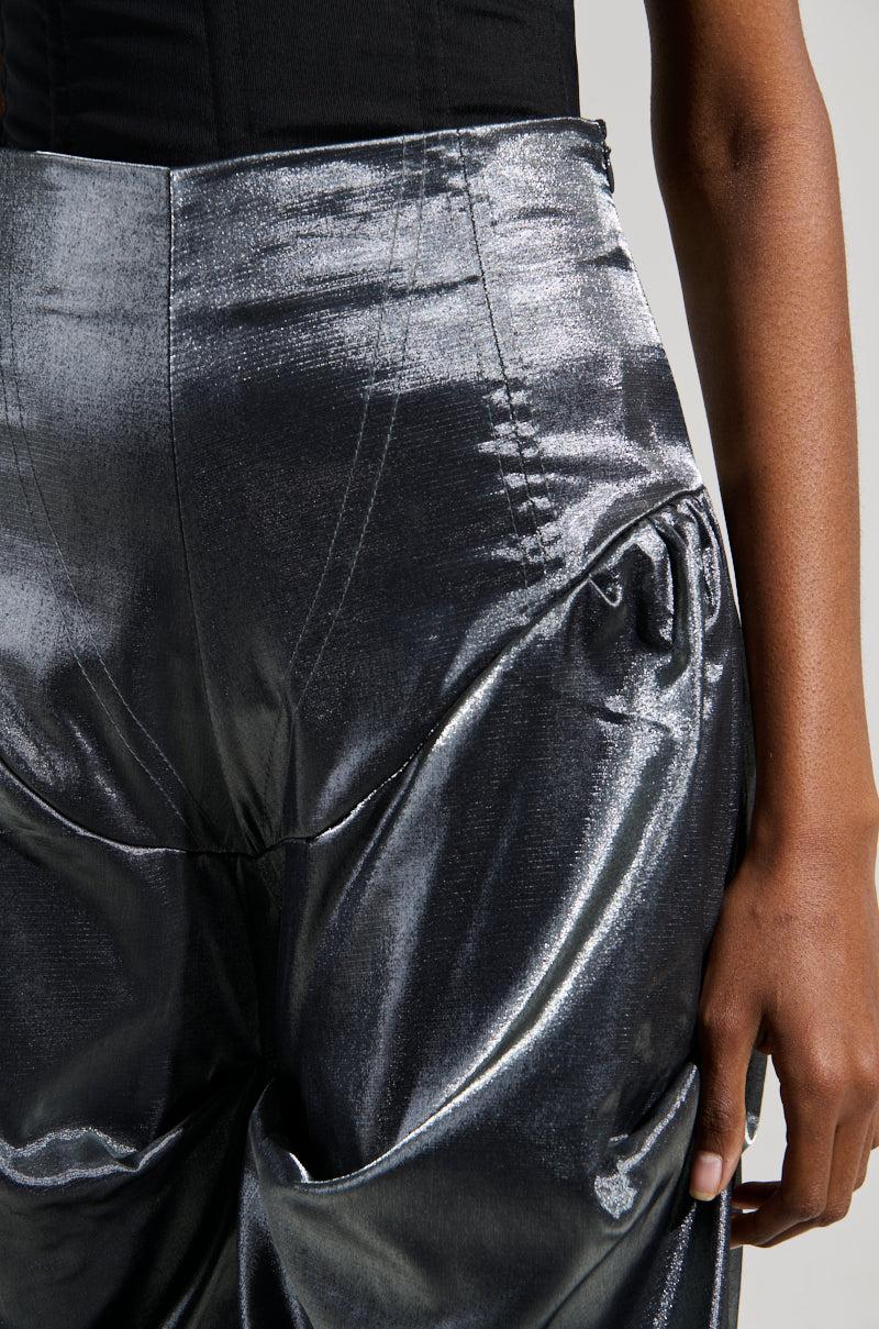 BELLA SATIN HIGH RISE TROUSER IN GREY Product Image