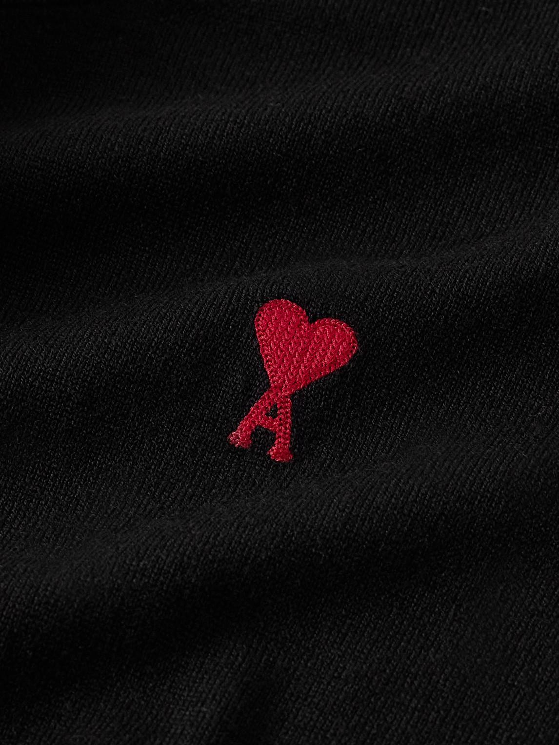 AMI ALEXANDRE MATTIUSSI Ami Classic Black Sweater With Round Neckline And Emblem Detail Product Image