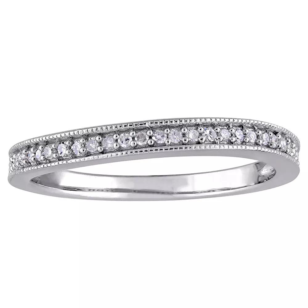 Stella Grace Sterling Silver 1/8 Carat T.W. Diamond Wedding Band, Women's, Size: 5 Product Image