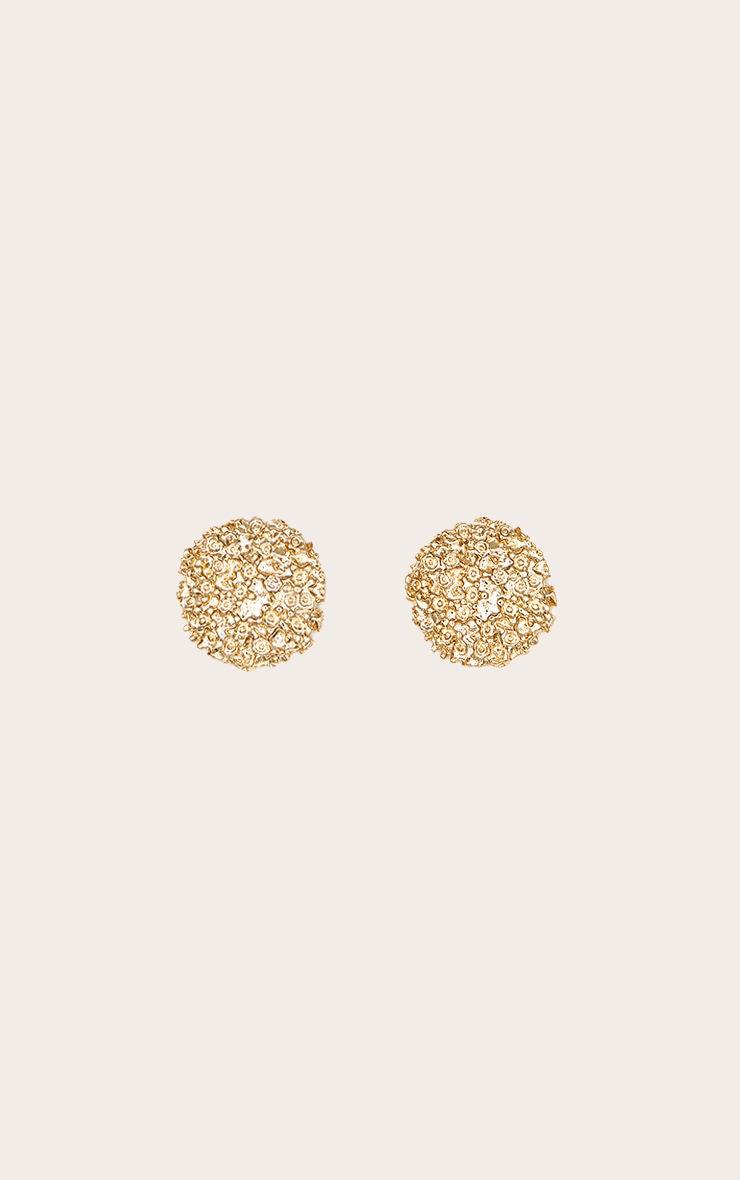 Gold Textured Circular Stud Earrings Product Image