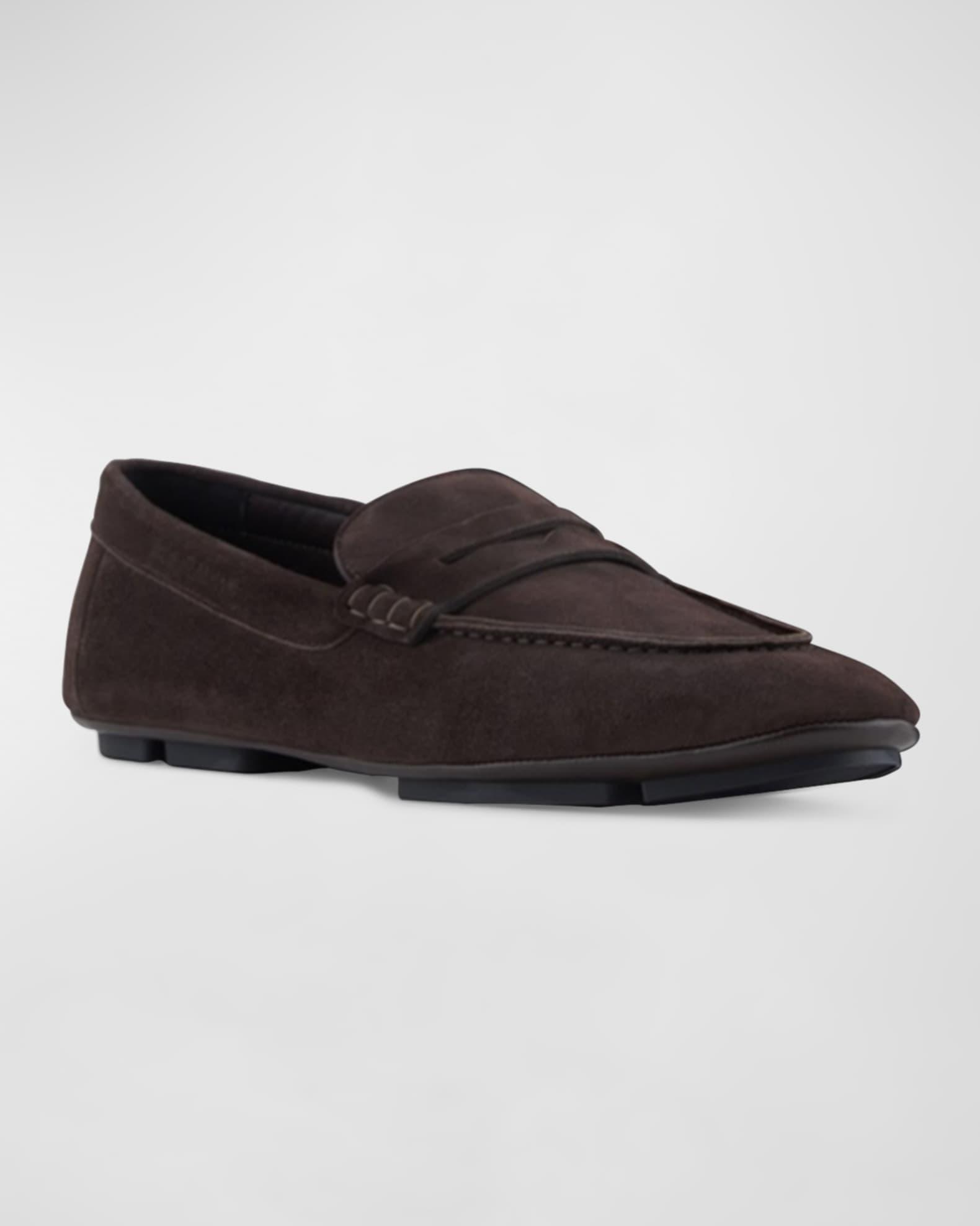 Men's Suede Driver Penny Loafers Product Image