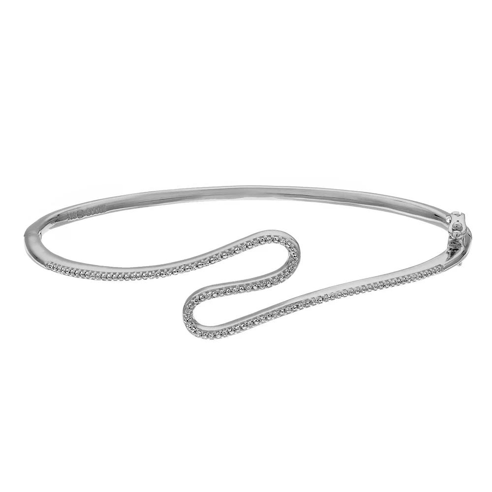 Simply Vera Vera Wang Sterling Silver 1/10 Carat T.W. Diamond Swirl Bangle Bracelet, Women's, Size: 7" Product Image