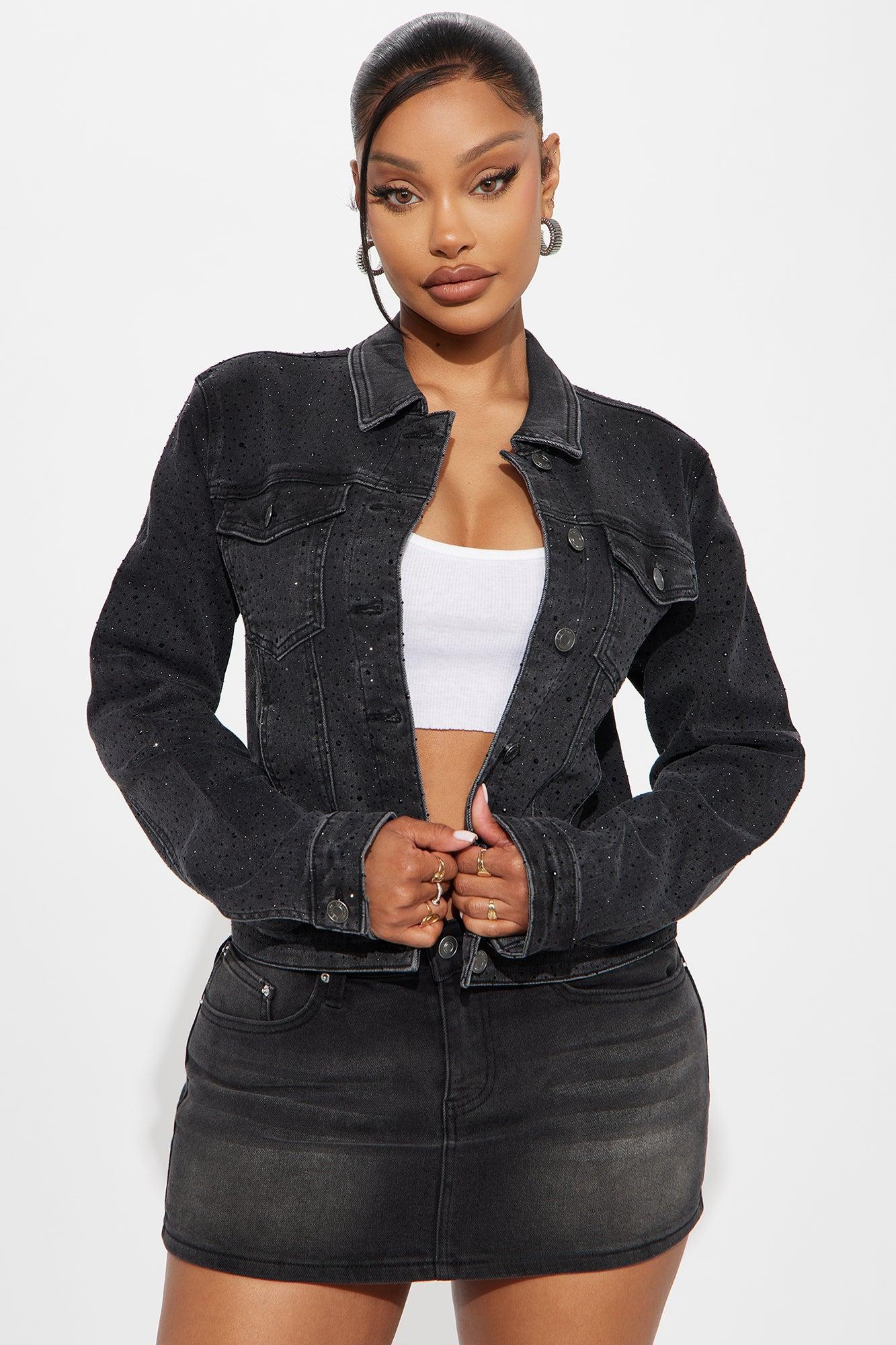 Spread The Sparkle Denim Jacket - Black Wash Product Image