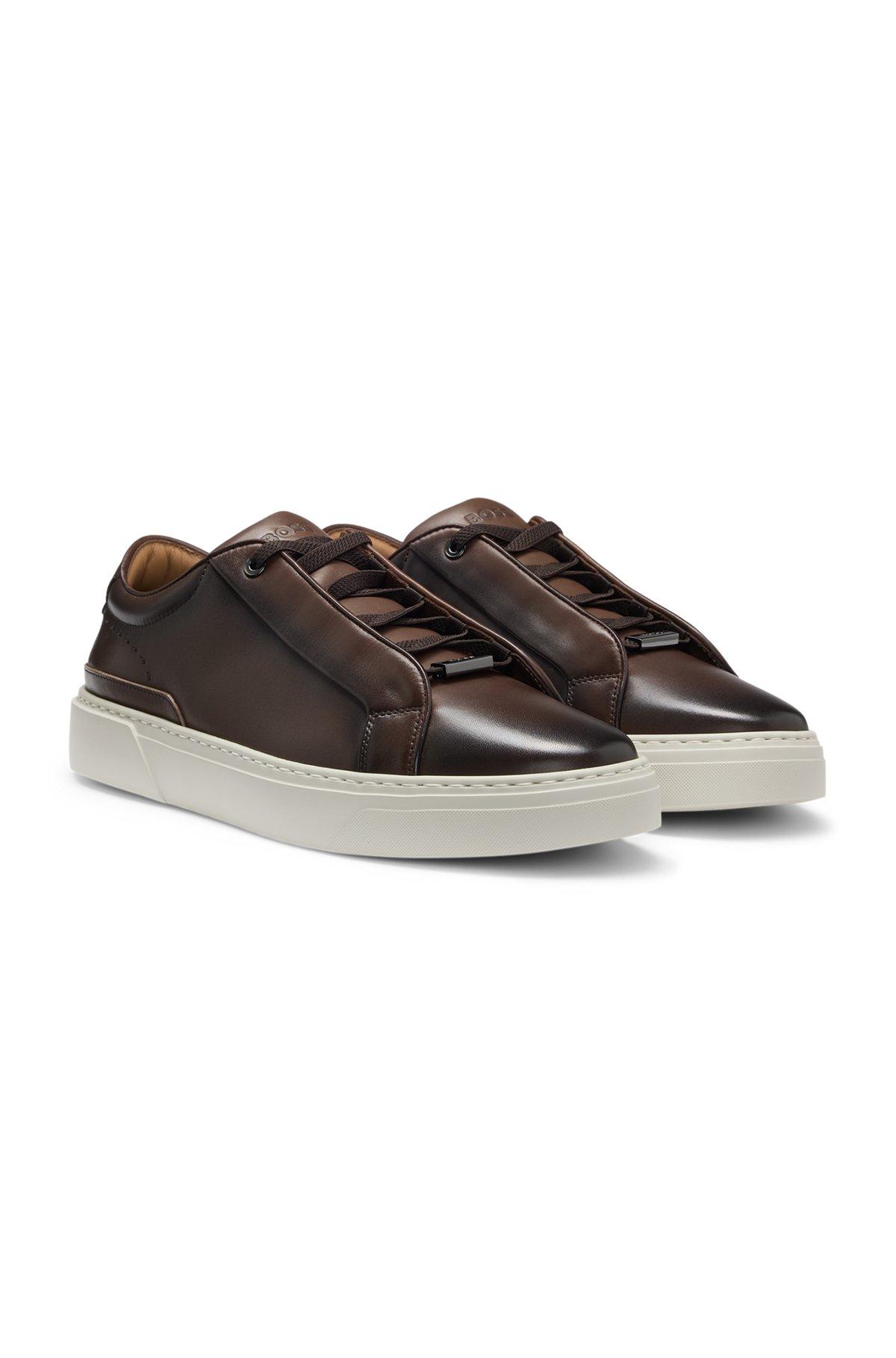 BOSS - Gary leather trainers with hidden laces - Dark Brown Product Image