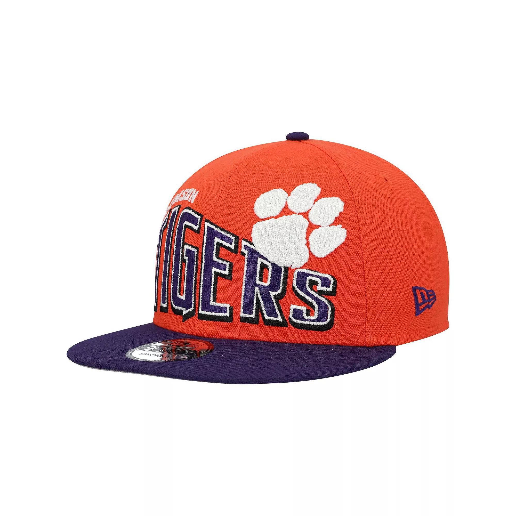Men's New Era Orange Clemson Tigers Two-Tone Vintage Wave 9FIFTY Snapback Hat Product Image