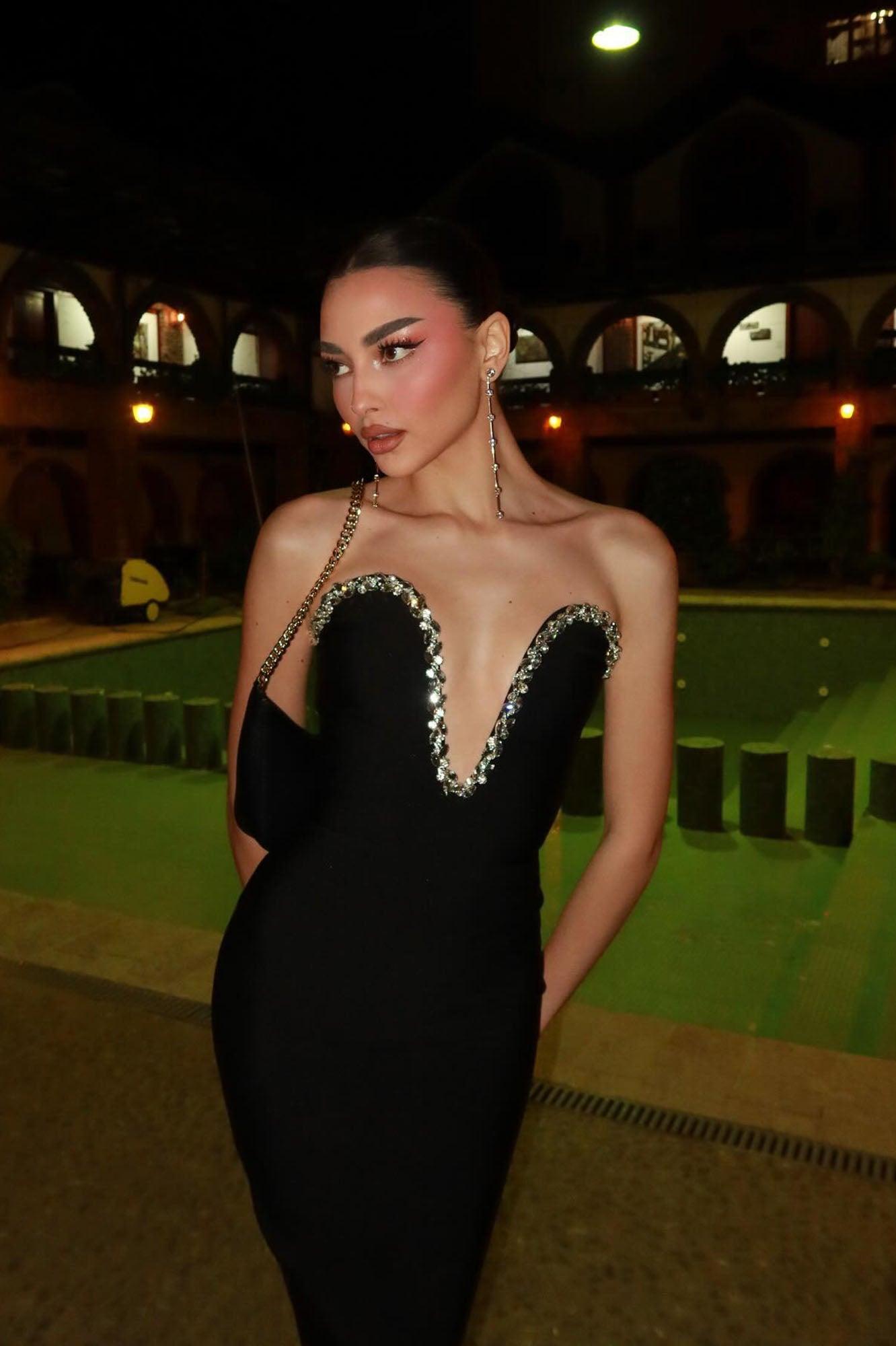 Sweetest Heart Embellished Midi Dress - Black Product Image