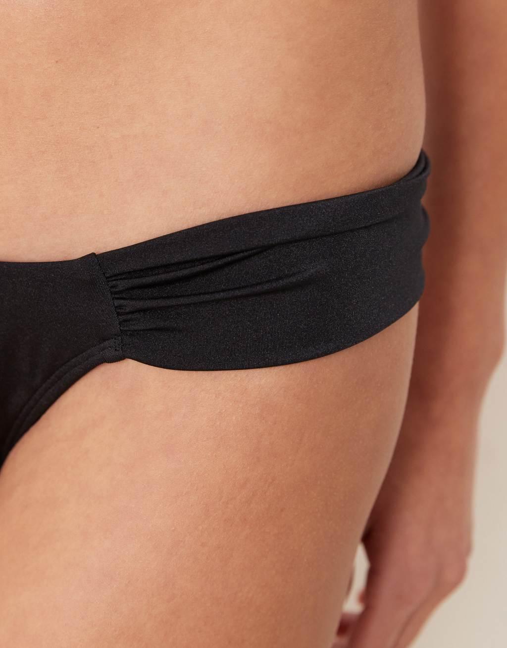 Free Society ruched side bikini bottom in black Product Image