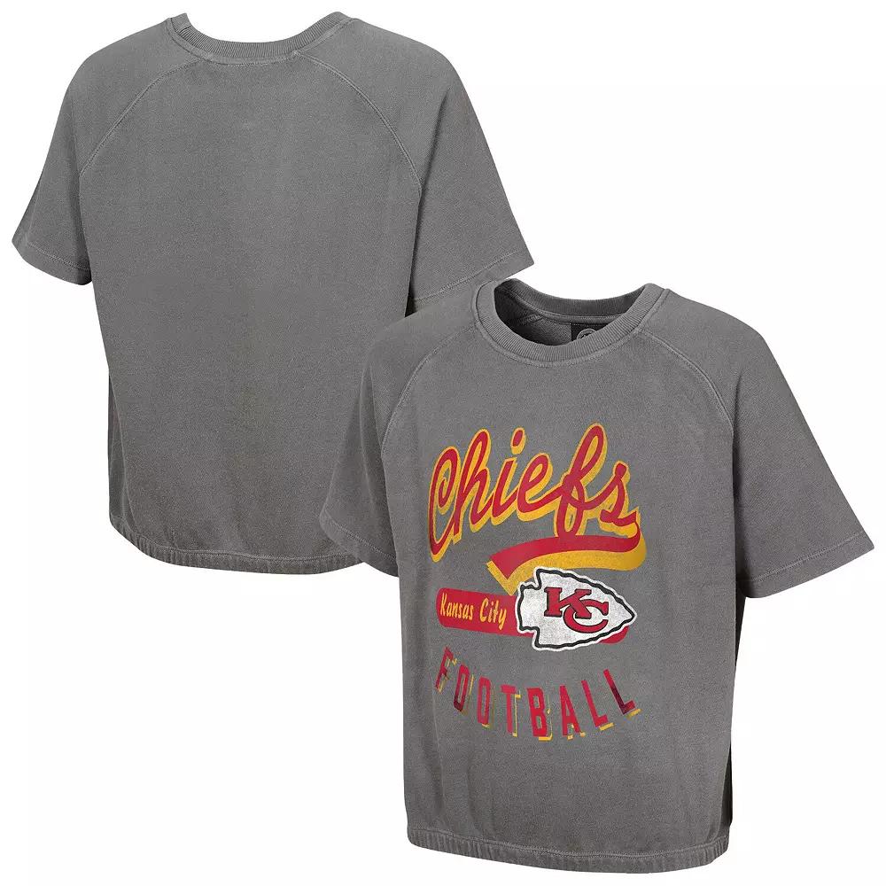 Women's Gray Kansas City Chiefs Mineral Wash Short Sleeve Top,  Product Image