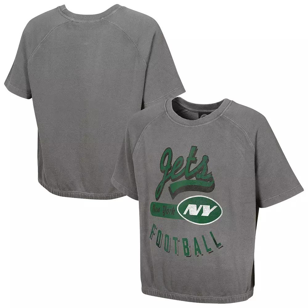 Women's Gray New York Jets Mineral Wash Short Sleeve Top,  Product Image