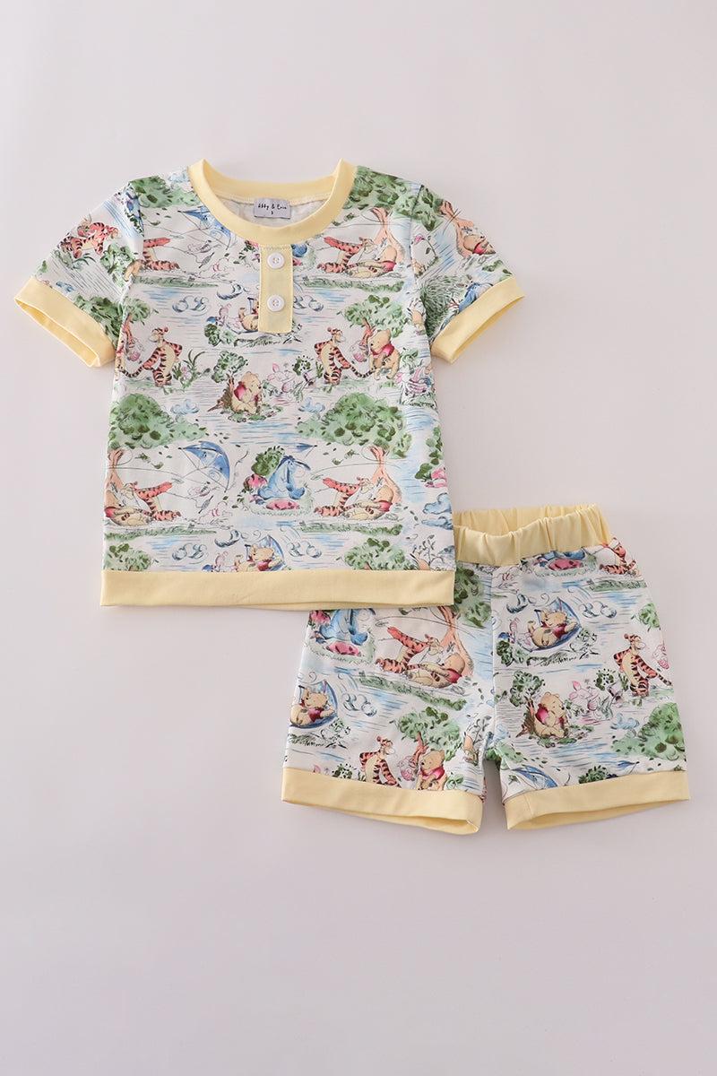 Yellow character print shorts set Product Image