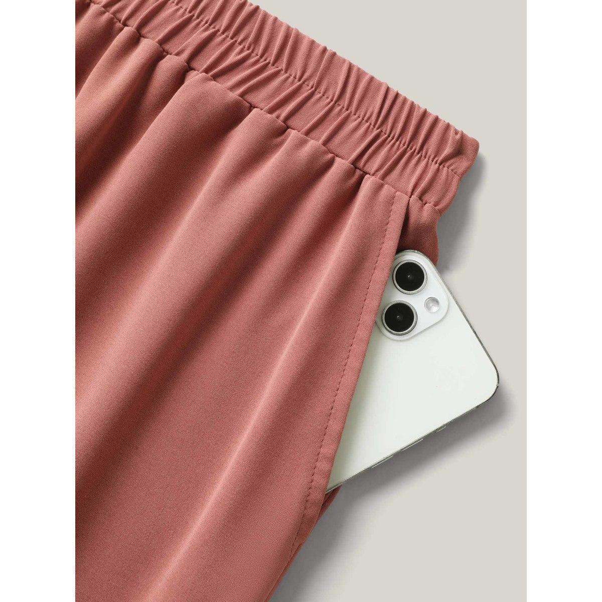 Plus Size Lace Hem Wide-Leg Pocket Pants Women Russet Leisure Wide Leg Mid Rise Casual Pants BloomChic 30/6X Product Image