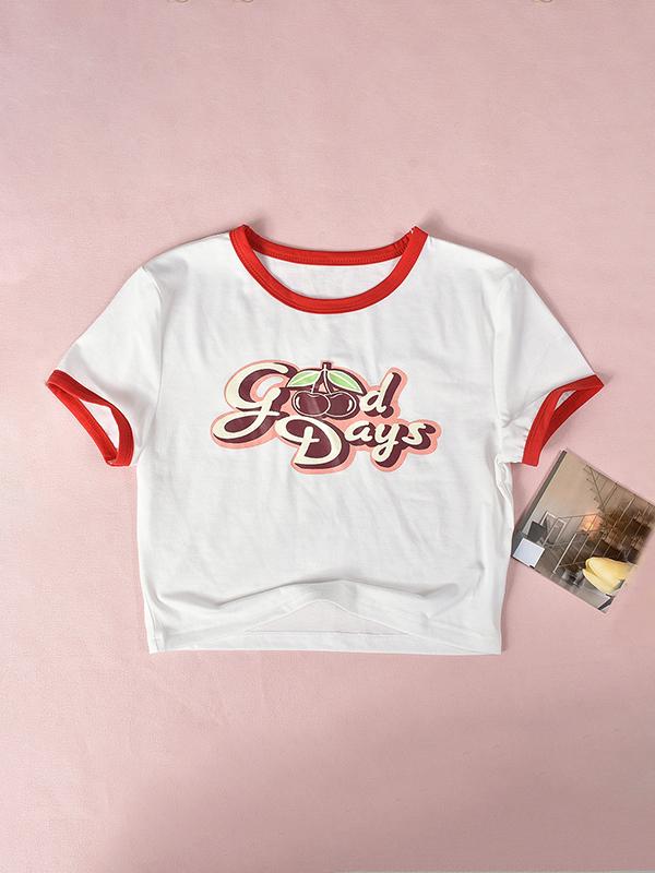 Contrast Letter Print Short Sleeve Tee Product Image