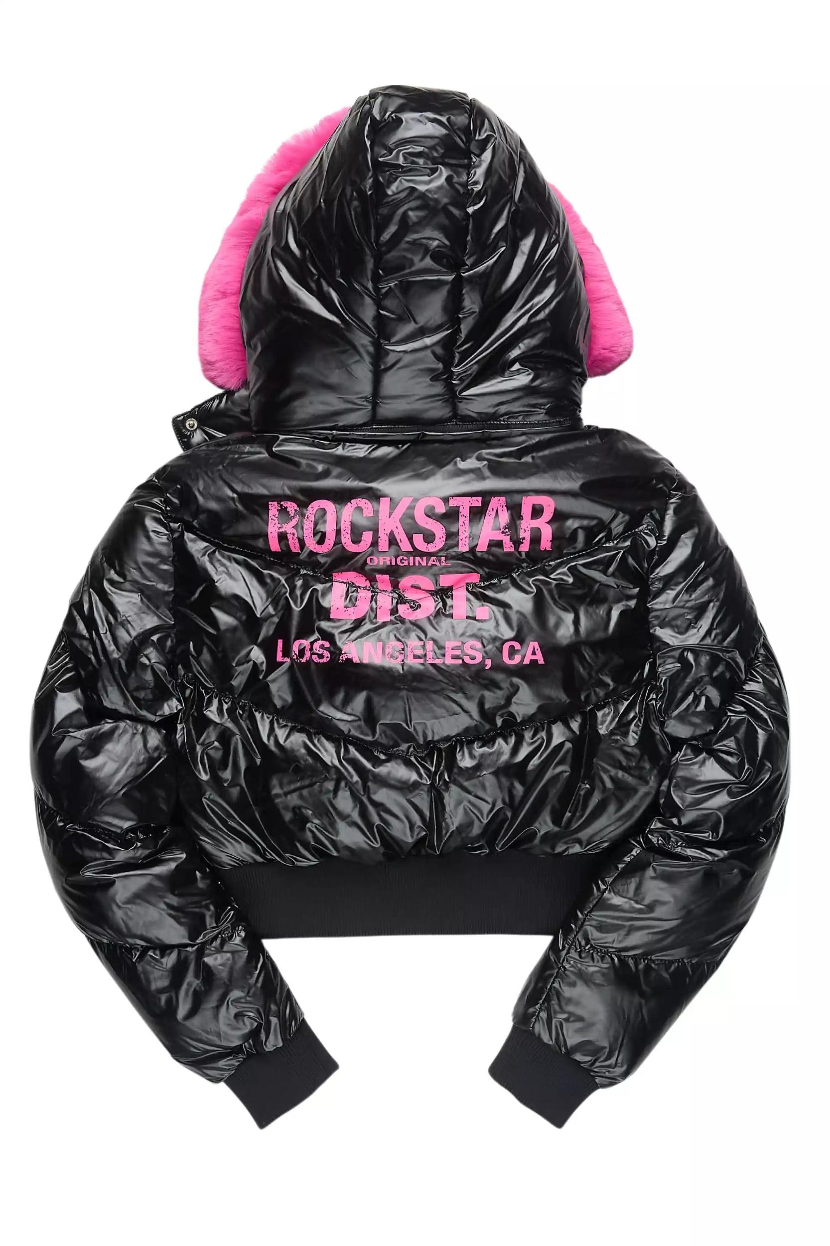 Moncia Black/Pink Puffer Jacket Female Product Image