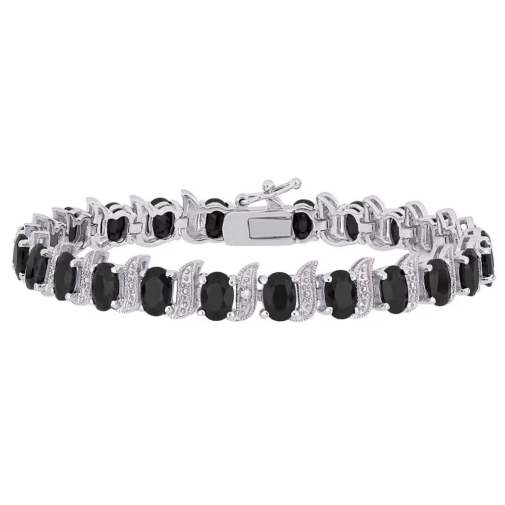 Stella Grace Sterling Silver Black Sapphire & Diamond Accent S-Link Bracelet, Womens Product Image